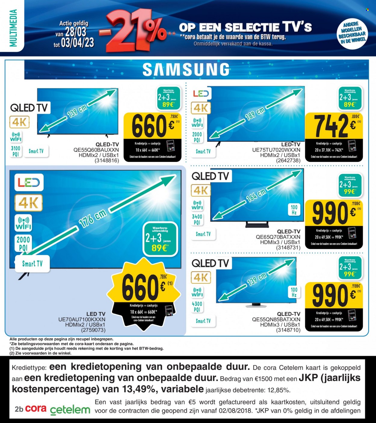 thumbnail - Catalogue Cora - 28/03/2023 - 08/04/2023 - Produits soldés - téléviseur, téléviseur LED, TV QLED, smart tv, LED tv. Page 2.