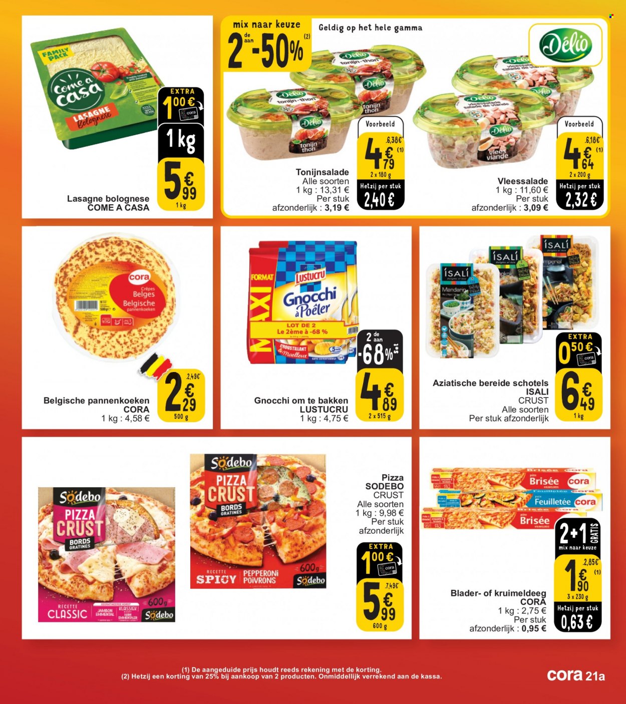 thumbnail - Catalogue Cora - 28/03/2023 - 03/04/2023 - Produits soldés - lasagnes, Sodebo, Lustucru, pizza, gnocchi. Page 21.
