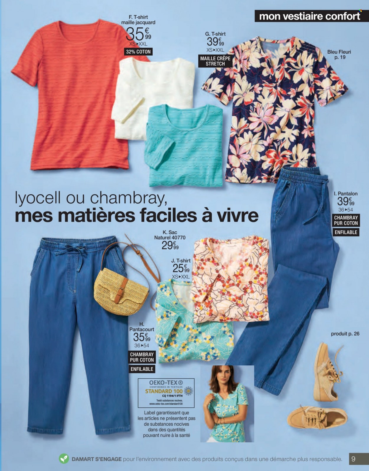 thumbnail - Catalogue Damart - 25/03/2023 - 15/06/2023 - Produits soldés - pantalon, pantacourt, jupe, chemisier, t-shirt, pull, sac. Page 9.