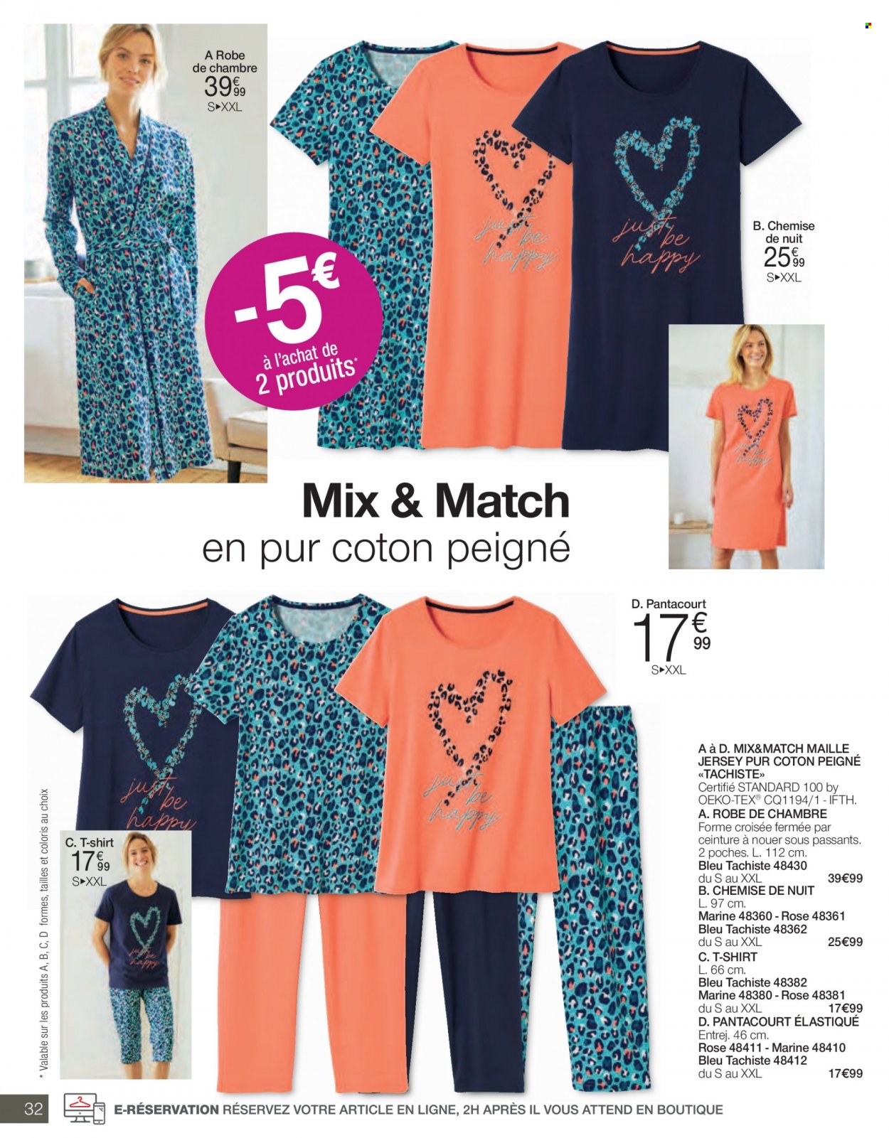 thumbnail - Catalogue Damart - 25/03/2023 - 15/06/2023 - Produits soldés - pantacourt, chemise, t-shirt, chemise de nuit, pyjama. Page 32.