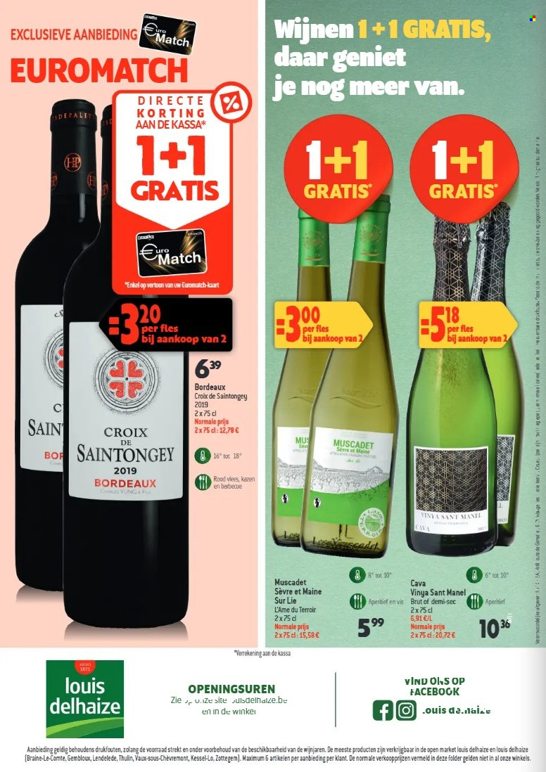thumbnail - Louis Delhaize-aanbieding - 15/03/2023 - 11/04/2023 -  producten in de aanbieding - BBQ, Cava, wijn, Bordeaux. Pagina 24.