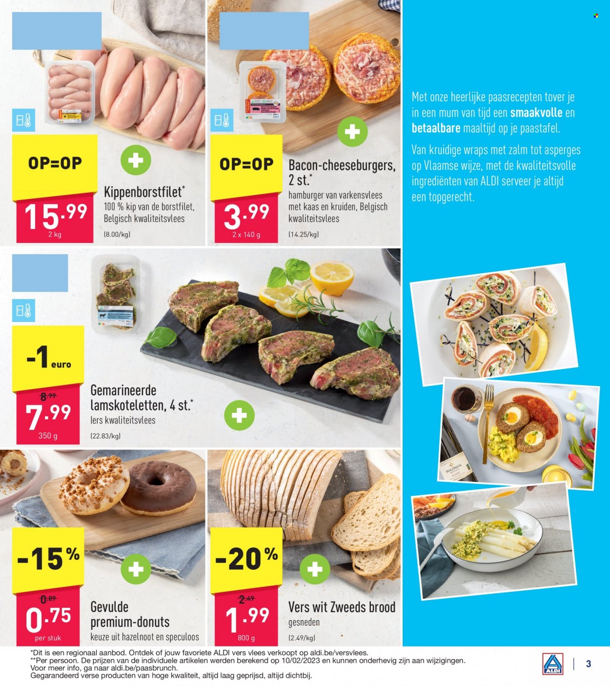 thumbnail - ALDI-aanbieding - 03/04/2023 - 14/04/2023 -  producten in de aanbieding - varkensvlees, wraps, brood, asperges, hamburger, bacon, kaas, Speculoos, Spekulatius. Pagina 3.