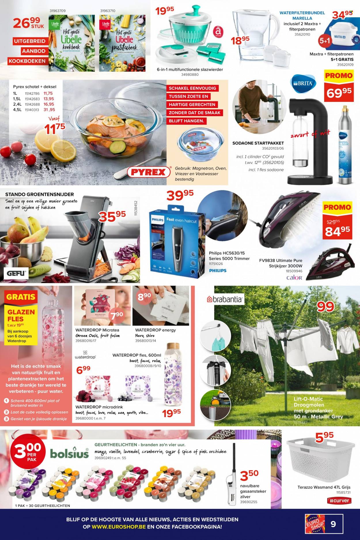 thumbnail - Euro Shop-aanbieding - 27/03/2023 - 16/04/2023 -  producten in de aanbieding - wasmand, glazen, Philips, lavendel. Pagina 9.
