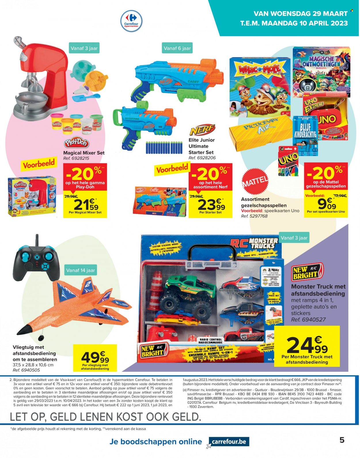 thumbnail - Catalogue Carrefour hypermarkt - 29/03/2023 - 10/04/2023 - Produits soldés - Monster, BIC, UNO, Nerf, Play-Doh. Page 5.