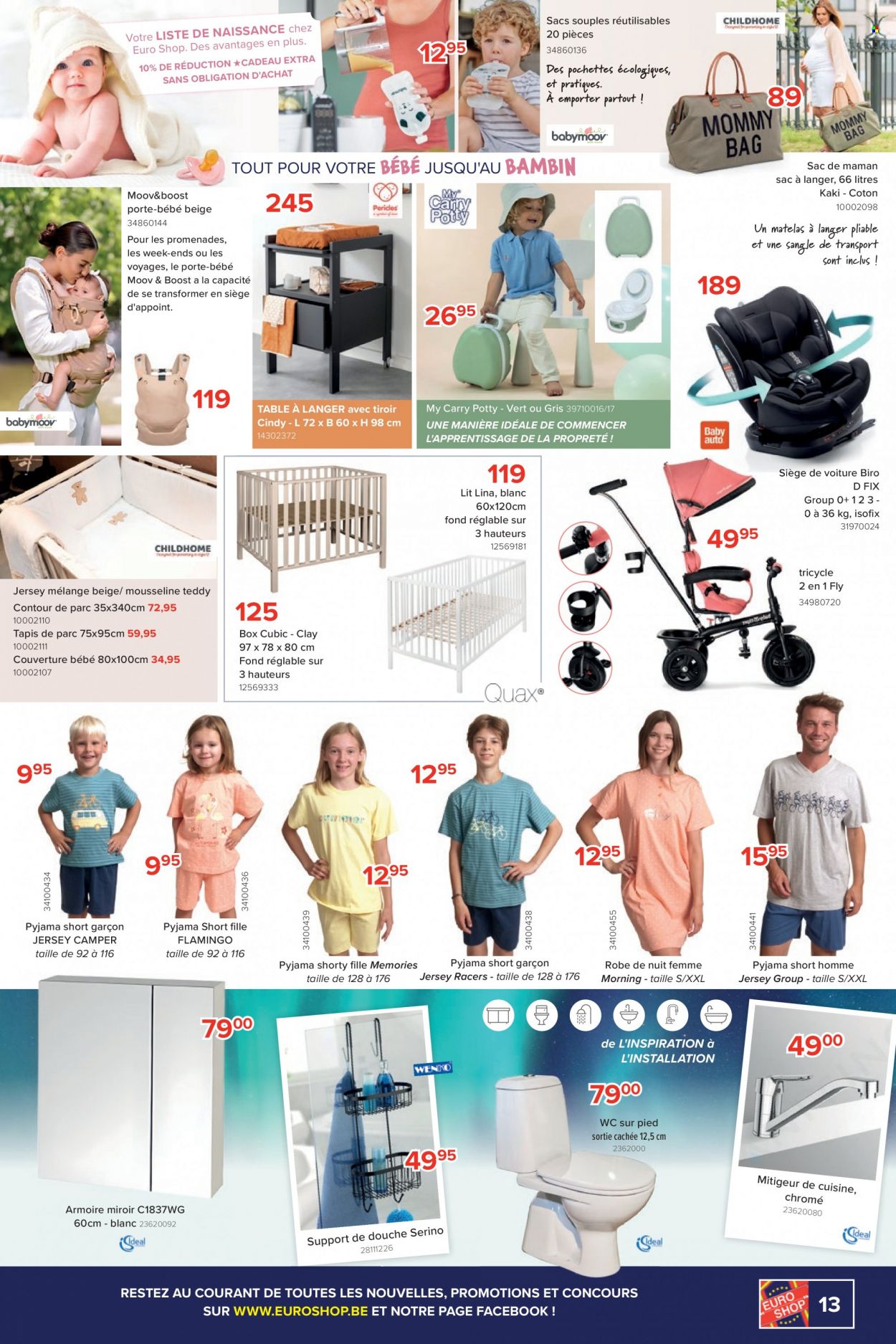 thumbnail - Catalogue Euro Shop - 27/03/2023 - 16/04/2023 - Produits soldés - plaid, table, shorts, pyjama, sac à langer, mitigeur. Page 13.
