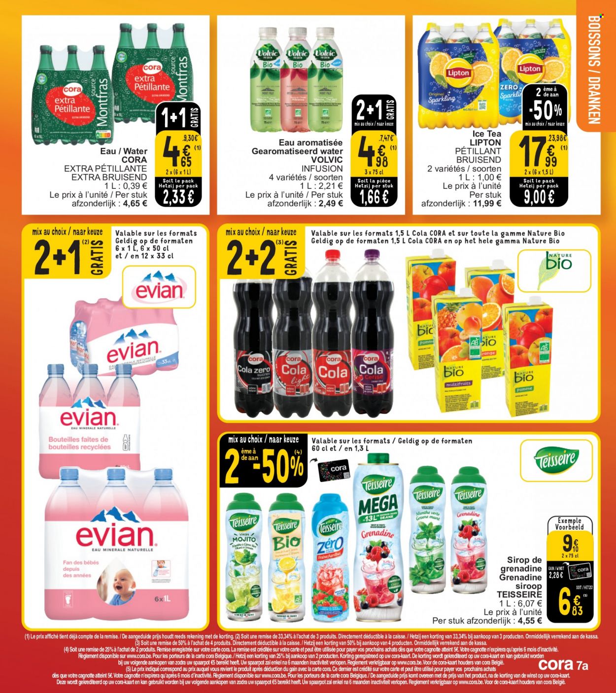 thumbnail - Catalogue Cora - 28/03/2023 - 03/04/2023 - Produits soldés - sirop, Coca-Cola, Lipton, Volvic, thé glacé. Page 7.