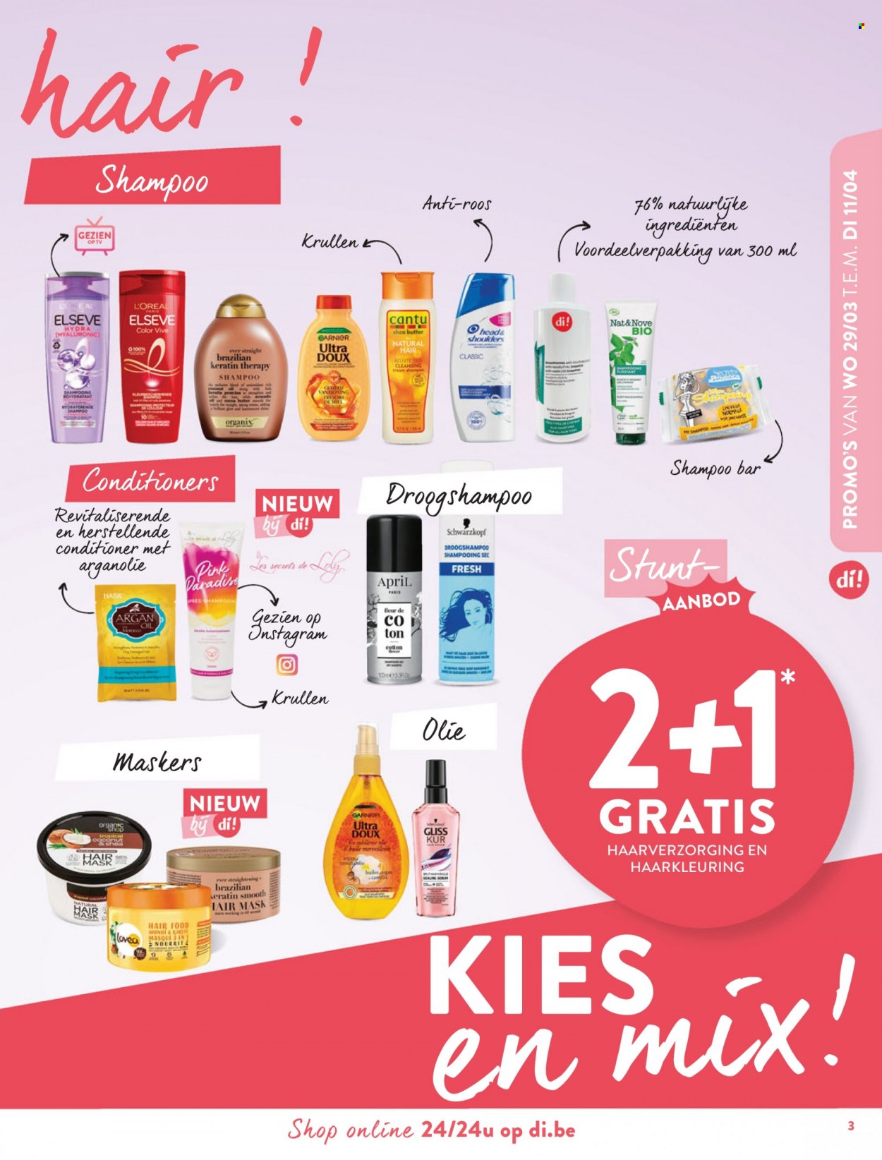 thumbnail - Catalogue Di - 29/03/2023 - 11/04/2023 - Produits soldés - L'Oréal, Garnier, shampooing, masque, sérum, Gliss Kur, Schwarzkopf, Elseve. Page 3.