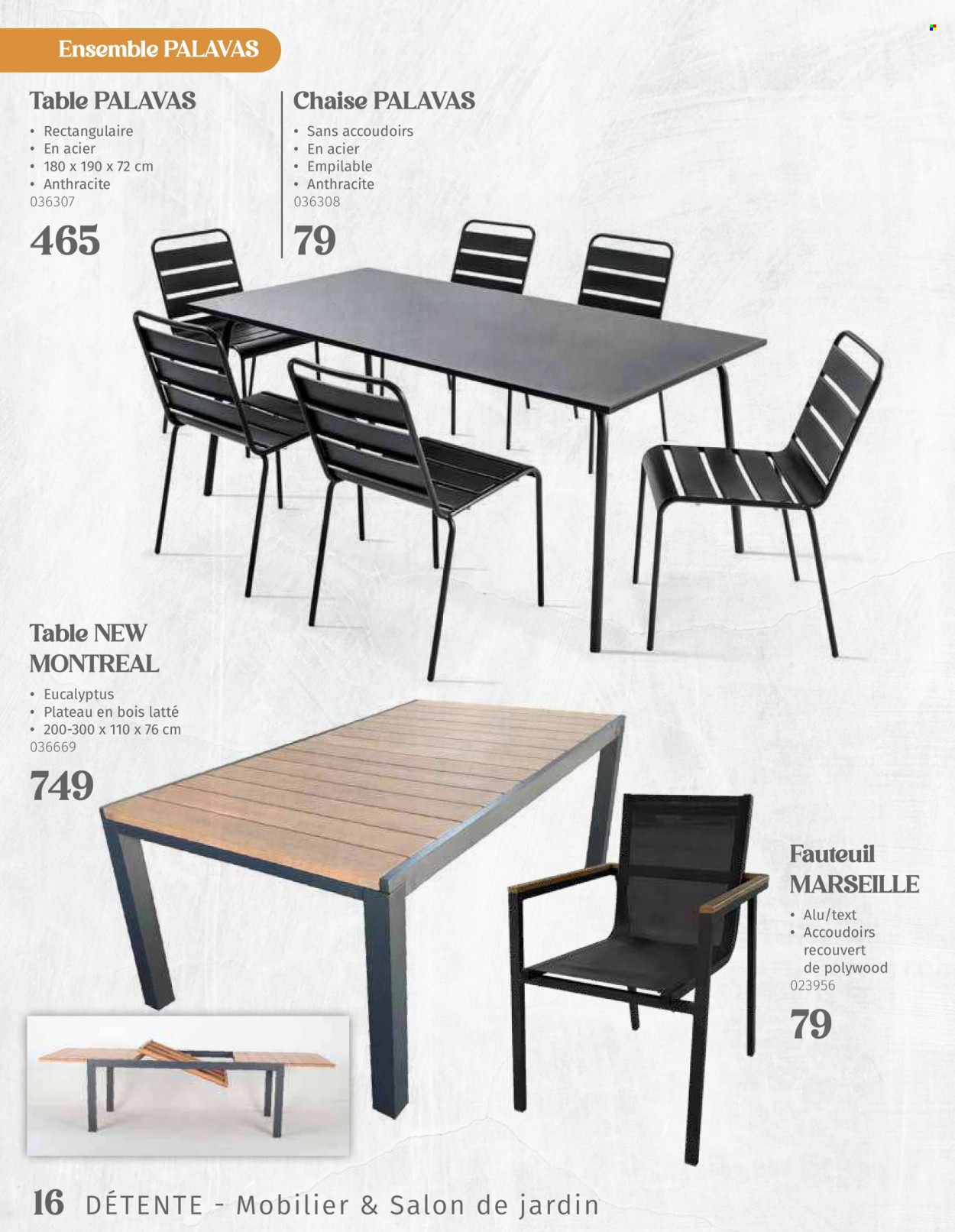 thumbnail - Catalogue Mr. Bricolage - 28/03/2023 - 30/06/2023 - Produits soldés - salon de jardin, table, fauteuil, chaise. Page 16.