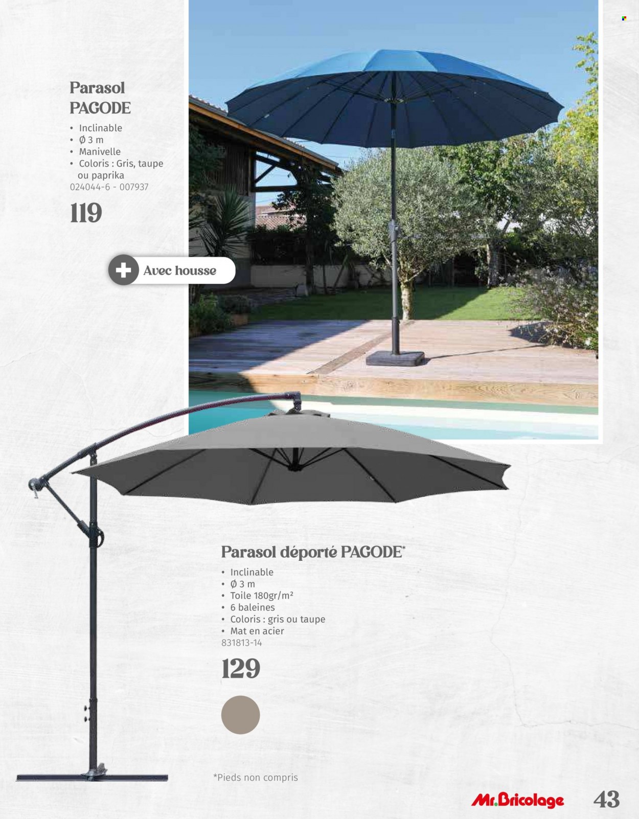 thumbnail - Mr. Bricolage-aanbieding - 28/03/2023 - 30/06/2023 -  producten in de aanbieding - mat, parasol. Pagina 43.