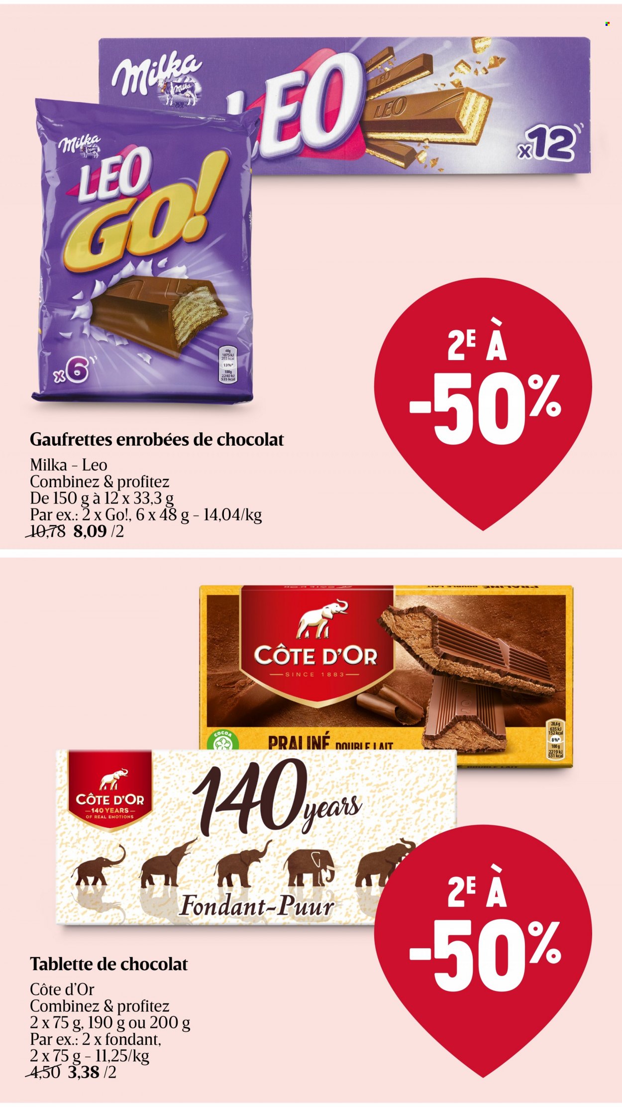 thumbnail - Catalogue Delhaize - 30/03/2023 - 05/04/2023 - Produits soldés - gaufres, Milka, chocolat, pralinés, Côte d'Or. Page 32.