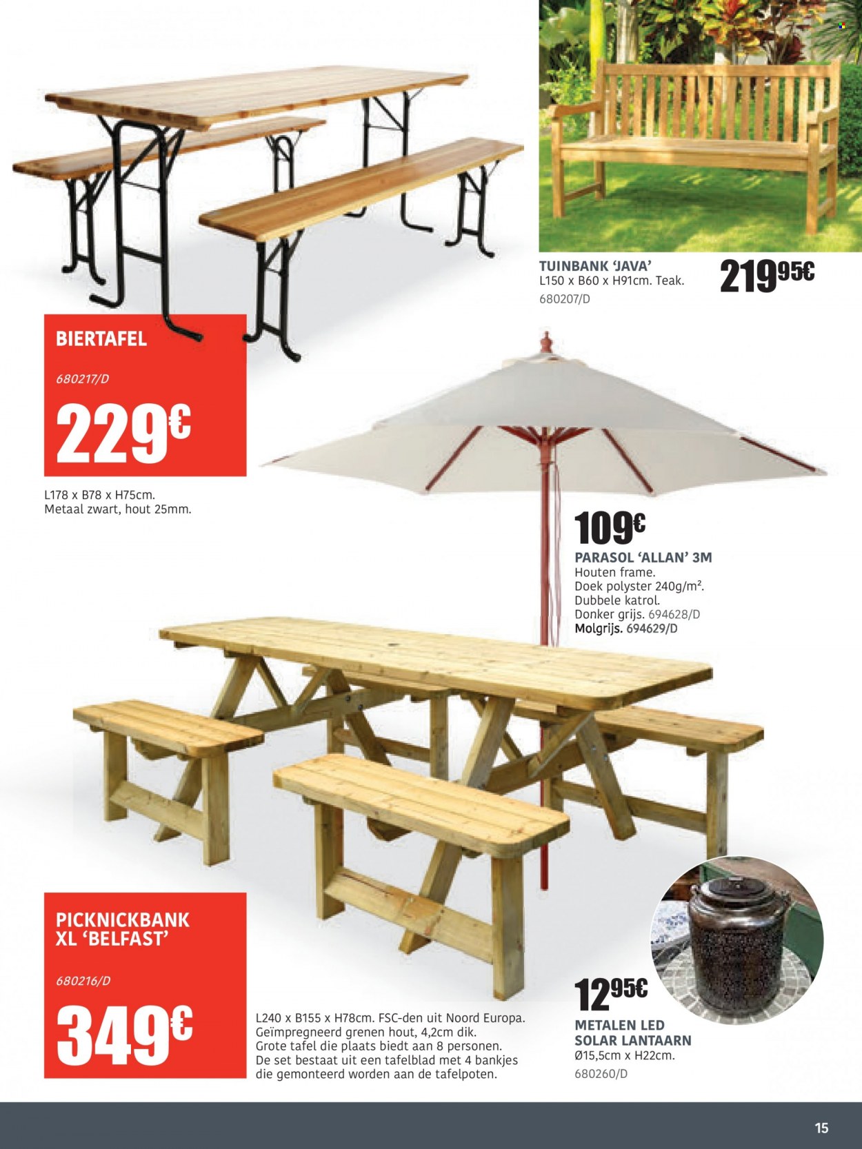 thumbnail - HandyHome-aanbieding - 30/03/2023 - 30/06/2023 -  producten in de aanbieding - tafel, parasol. Pagina 15.