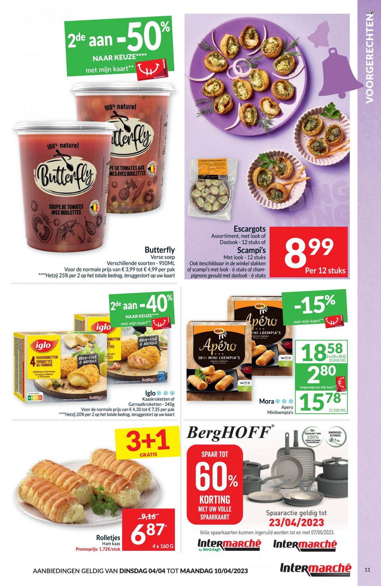 thumbnail - Catalogue Intermarché - 04/04/2023 - 10/04/2023 - Produits soldés - escargots, soupe, parmesan, beurre, croquettes. Page 11.