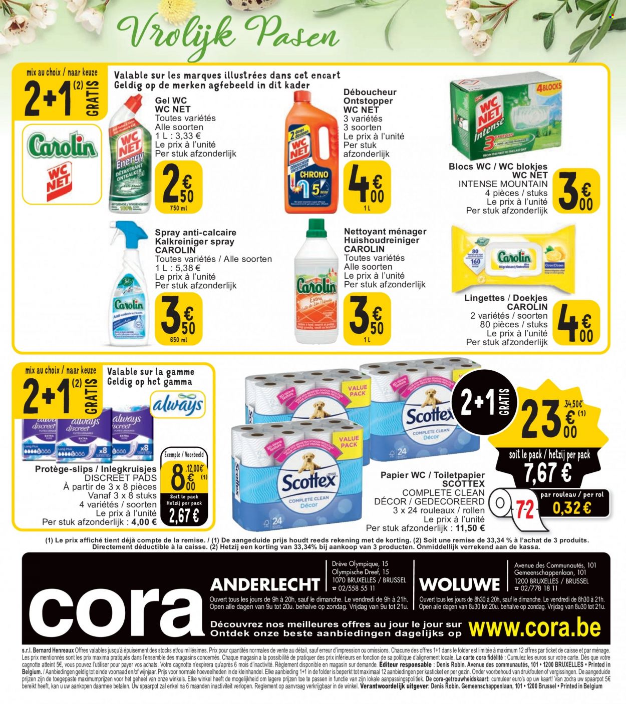 thumbnail - Catalogue Cora - 04/04/2023 - 08/04/2023 - Produits soldés - lingettes, WC net, déboucheur, Discreet. Page 33.