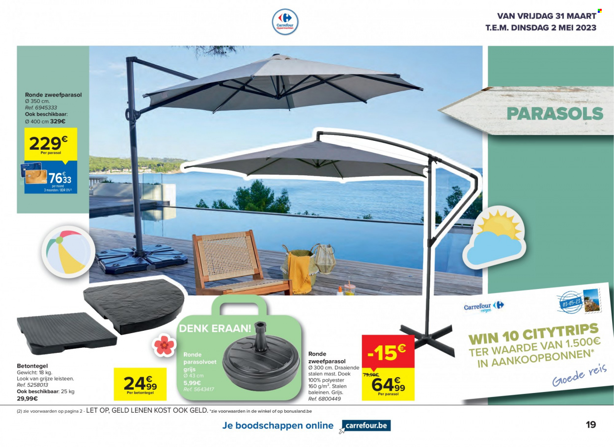 thumbnail - Carrefour hypermarkt-aanbieding - 31/03/2023 - 30/06/2023 -  producten in de aanbieding - parasol. Pagina 19.