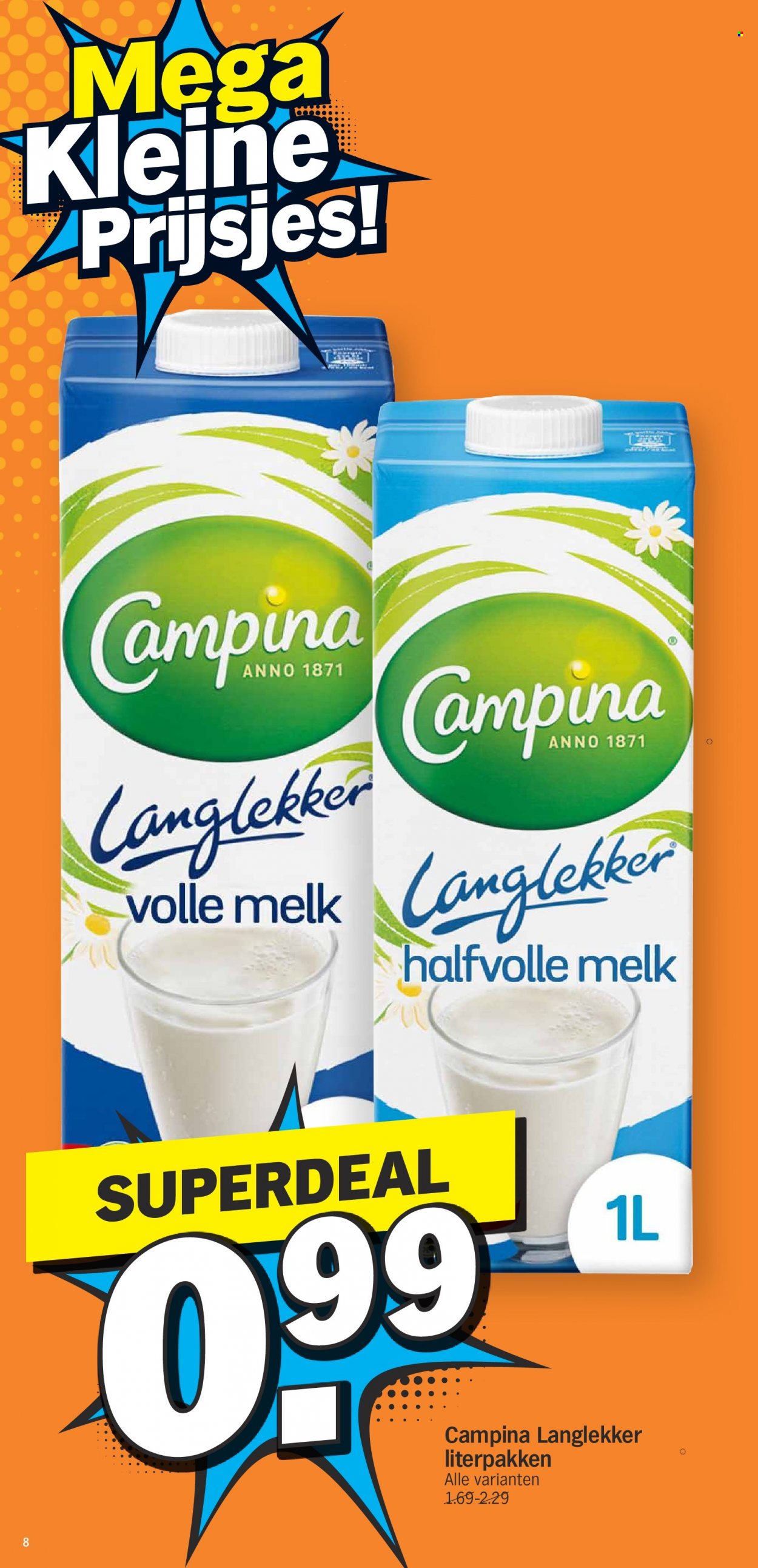 thumbnail - Albert Heijn-aanbieding - 22/05/2023 - 29/05/2023 -  producten in de aanbieding - Campina, melk, volle melk. Pagina 8.