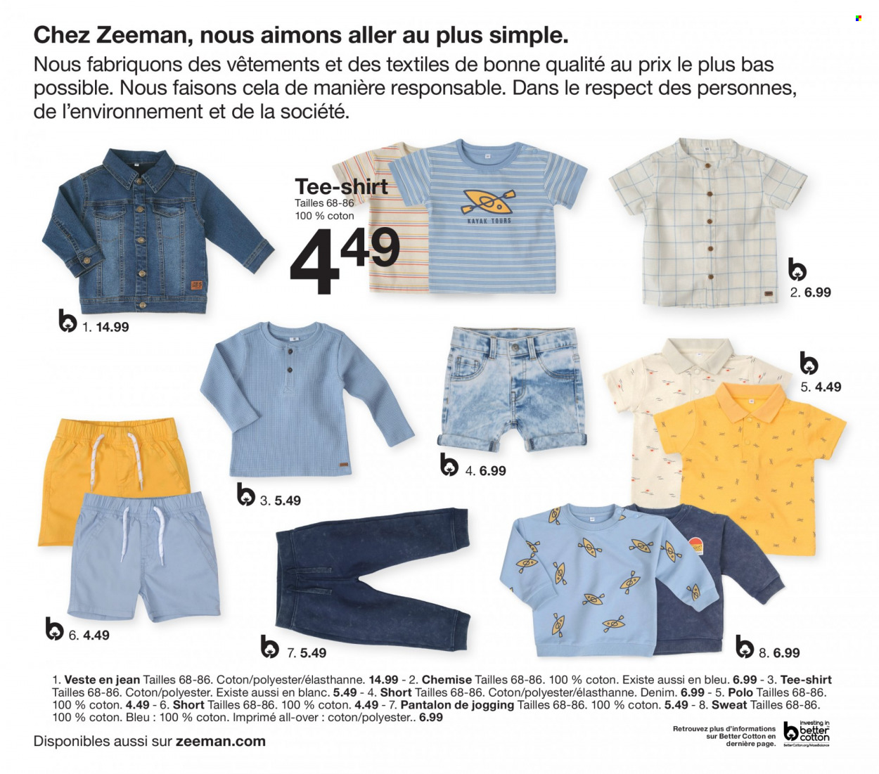 thumbnail - Zeeman-aanbieding - 01/01/2023 - 31/07/2023 -  producten in de aanbieding - short, pantalon, shirt. Pagina 28.