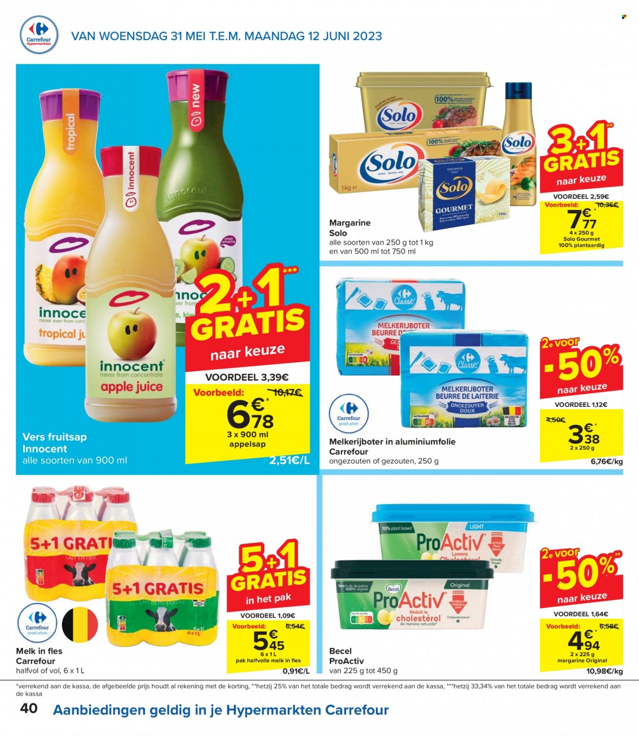 thumbnail - Carrefour hypermarkt-aanbieding - 31/05/2023 - 12/06/2023 -  producten in de aanbieding - melk, appelsap. Pagina 40.