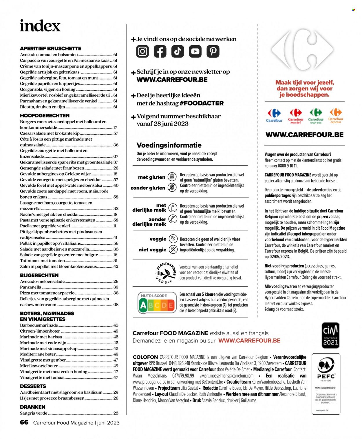 thumbnail - Catalogue Carrefour - 31/05/2023 - 28/06/2023 - Produits soldés - salade, courgette, maïs, carpaccio, lasagnes, paella, fromage, gorgonzola, harissa, boulghour, quinoa, alcool, sangría, magazine, pizza, mascarpone, ricotta, Prosecco. Page 66.