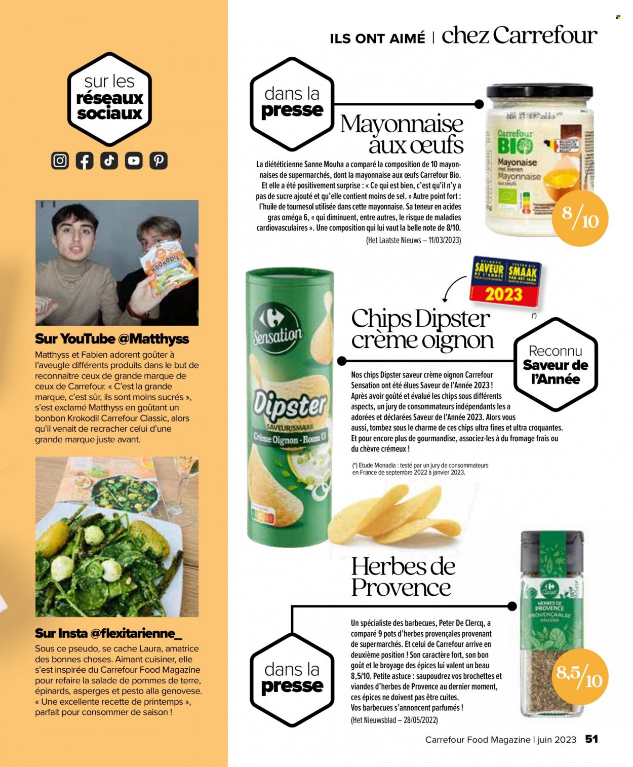 thumbnail - Carrefour-aanbieding - 31/05/2023 - 28/06/2023 -  producten in de aanbieding - asperges, Chèvre, crème, chips. Pagina 51.
