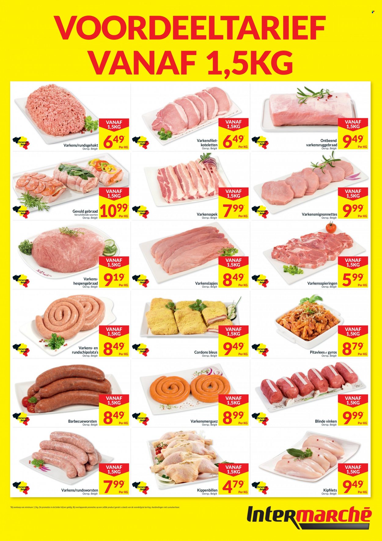 thumbnail - Intermarché-aanbieding - 01/01/2024 - 31/12/2024 -  producten in de aanbieding - varkenslapjes, varkensvlees, gyros. Pagina 1.