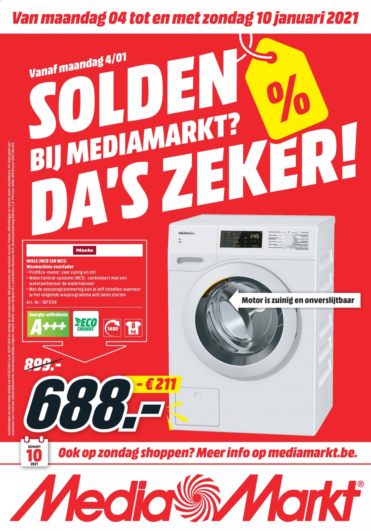 thumbnail - MediaMarkt-aanbieding - 04/01/2021 - 10/01/2021 -  producten in de aanbieding - wasmachine. Pagina 1.