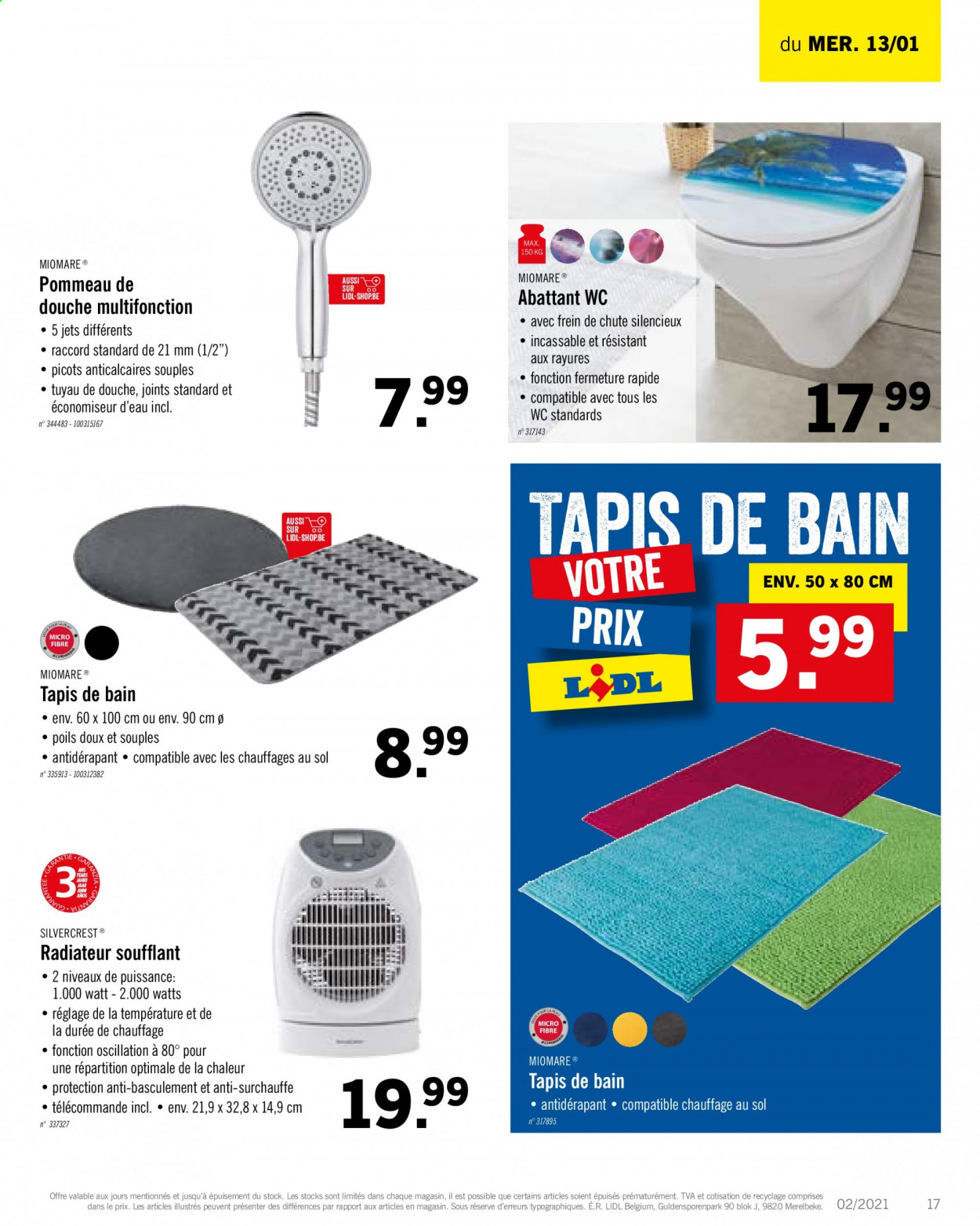 thumbnail - Catalogue Lidl - 11/01/2021 - 16/01/2021 - Produits soldés - radiateur, tapis, tapis de bain, SilverCrest. Page 19.