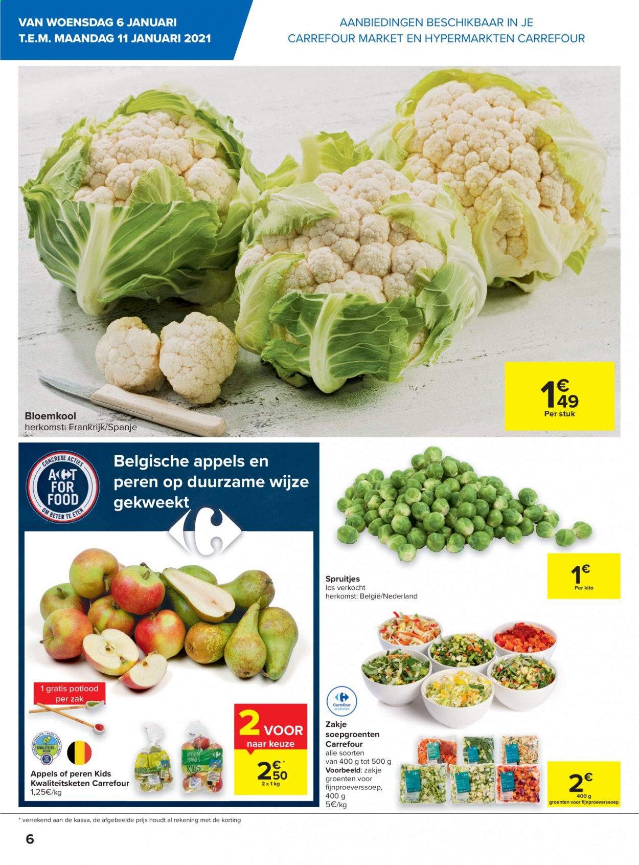 thumbnail - Carrefour-aanbieding - 06/01/2021 - 11/01/2021 -  producten in de aanbieding - bloemkool, spruitjes. Pagina 6.