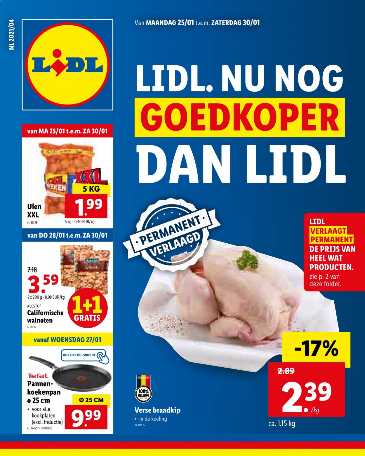 thumbnail - Lidl-aanbieding - 25/01/2021 - 30/01/2021 -  producten in de aanbieding - koekenpan, pan, walnoten, Tefal. Pagina 1.