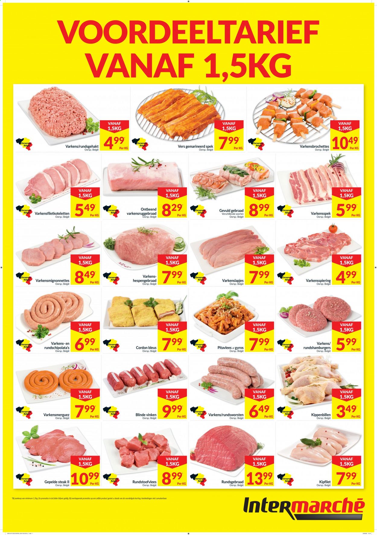 thumbnail - Intermarché-aanbieding - 01/01/2021 - 31/12/2021 -  producten in de aanbieding - kipfilet, varkenslapjes, steak, Cordon Bleu. Pagina 1.