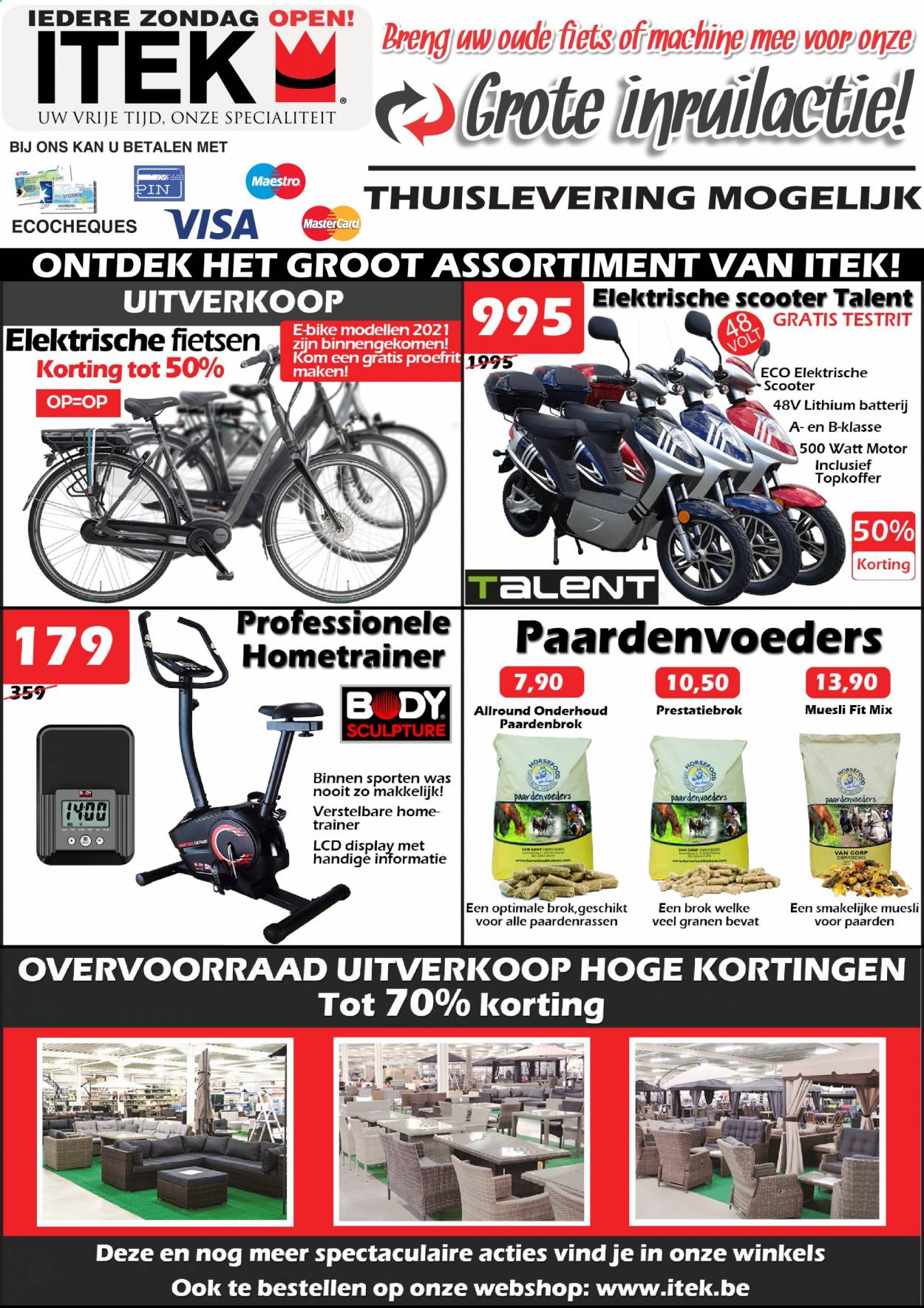 thumbnail - Itek-aanbieding - 21/01/2021 - 14/02/2021 -  producten in de aanbieding - elektrische fiets, kom, scooter, fiets, hometrainer. Pagina 1.