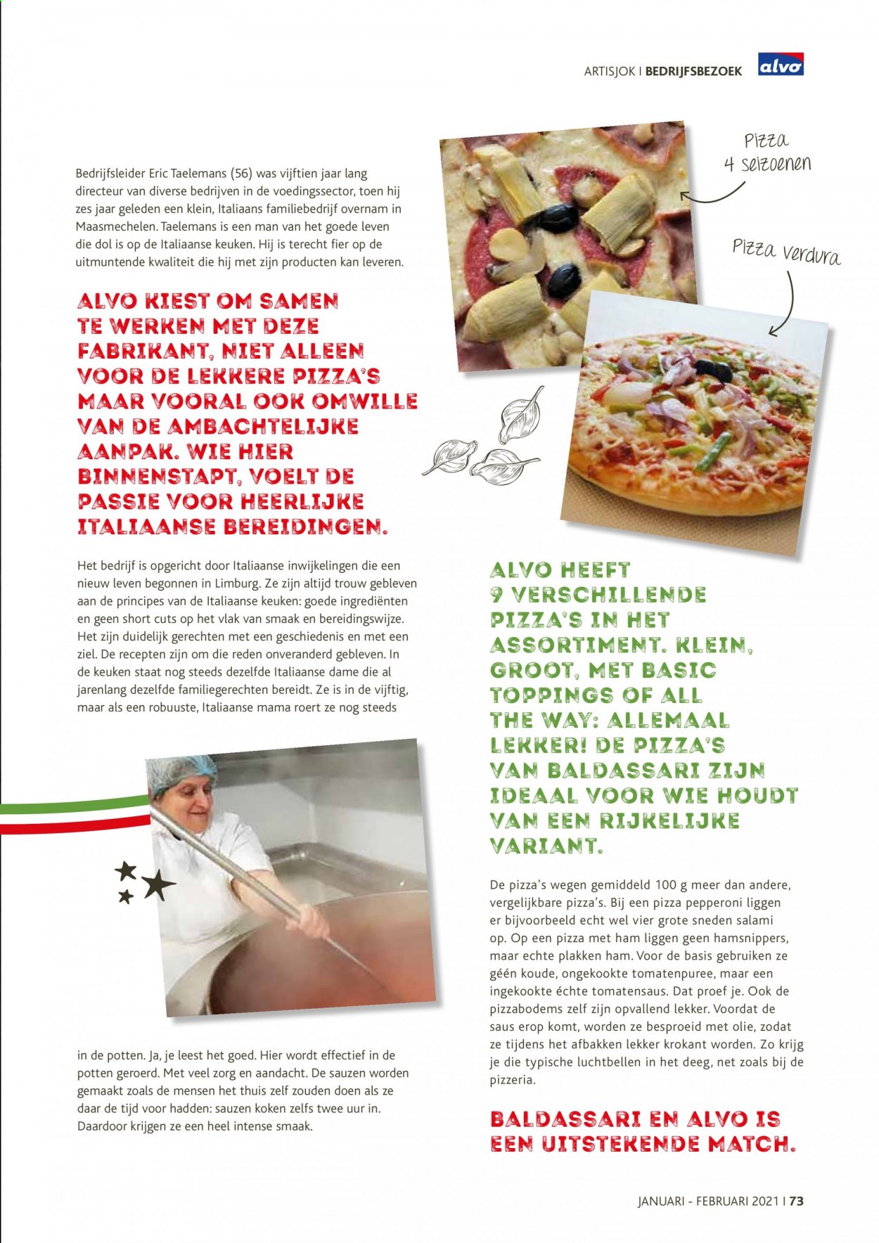 thumbnail - Alvo-aanbieding - 01/01/2021 - 01/02/2021 -  producten in de aanbieding - ham, pepperoni, salami, tomatenpuree, tomatensaus, pizza. Pagina 73.