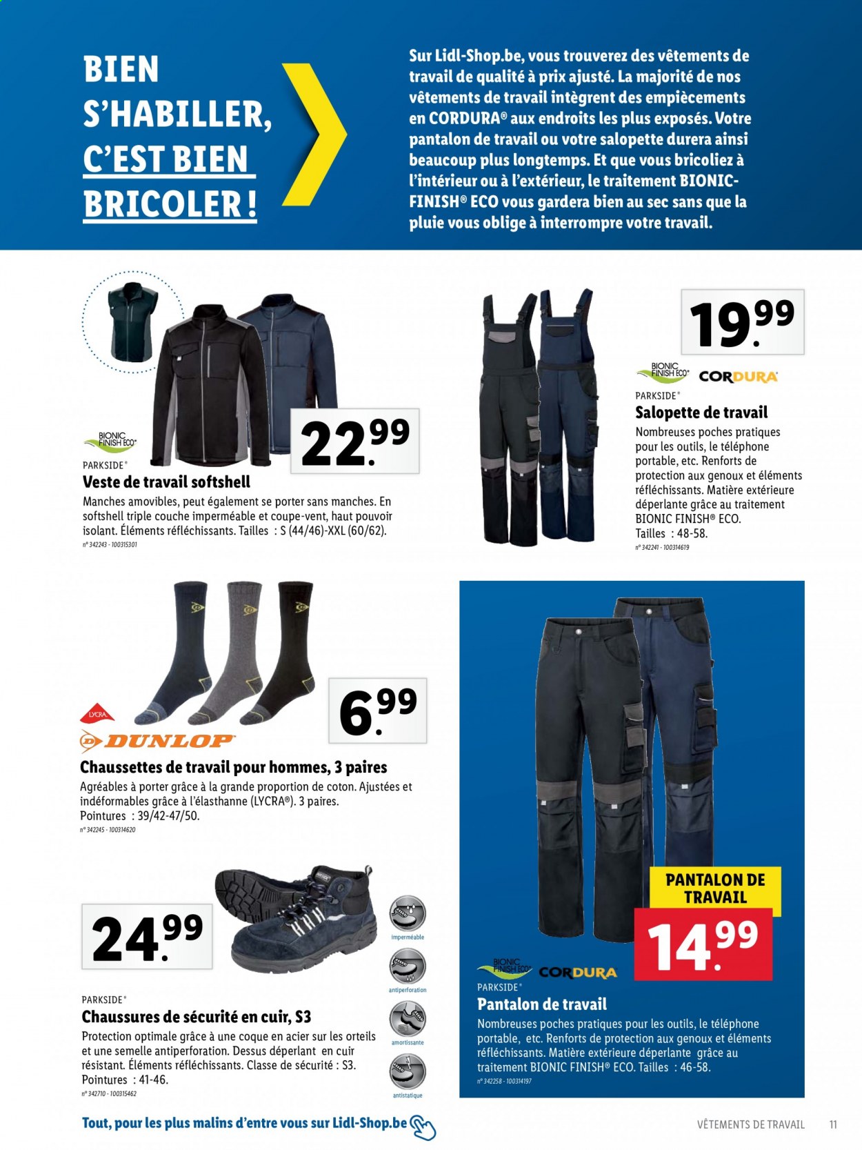thumbnail - Catalogue Lidl - 01/02/2021 - 28/02/2021 - Produits soldés - chaussures de sécurité, veste, pantalon, chaussettes, pantalon de travail, Finish. Page 11.