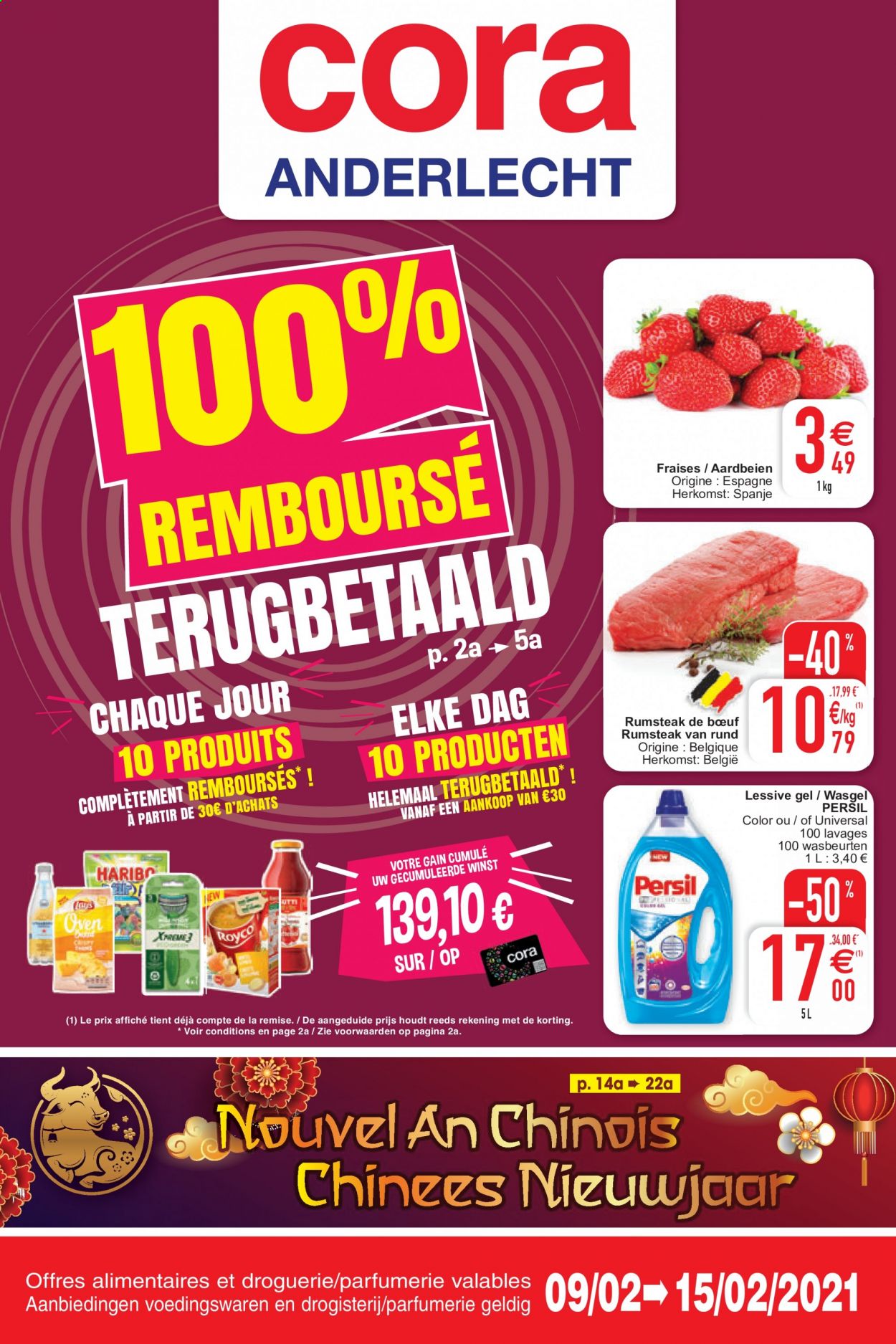 thumbnail - Catalogue Cora - 09/02/2021 - 15/02/2021 - Produits soldés - fraises, lessive, persil. Page 1.
