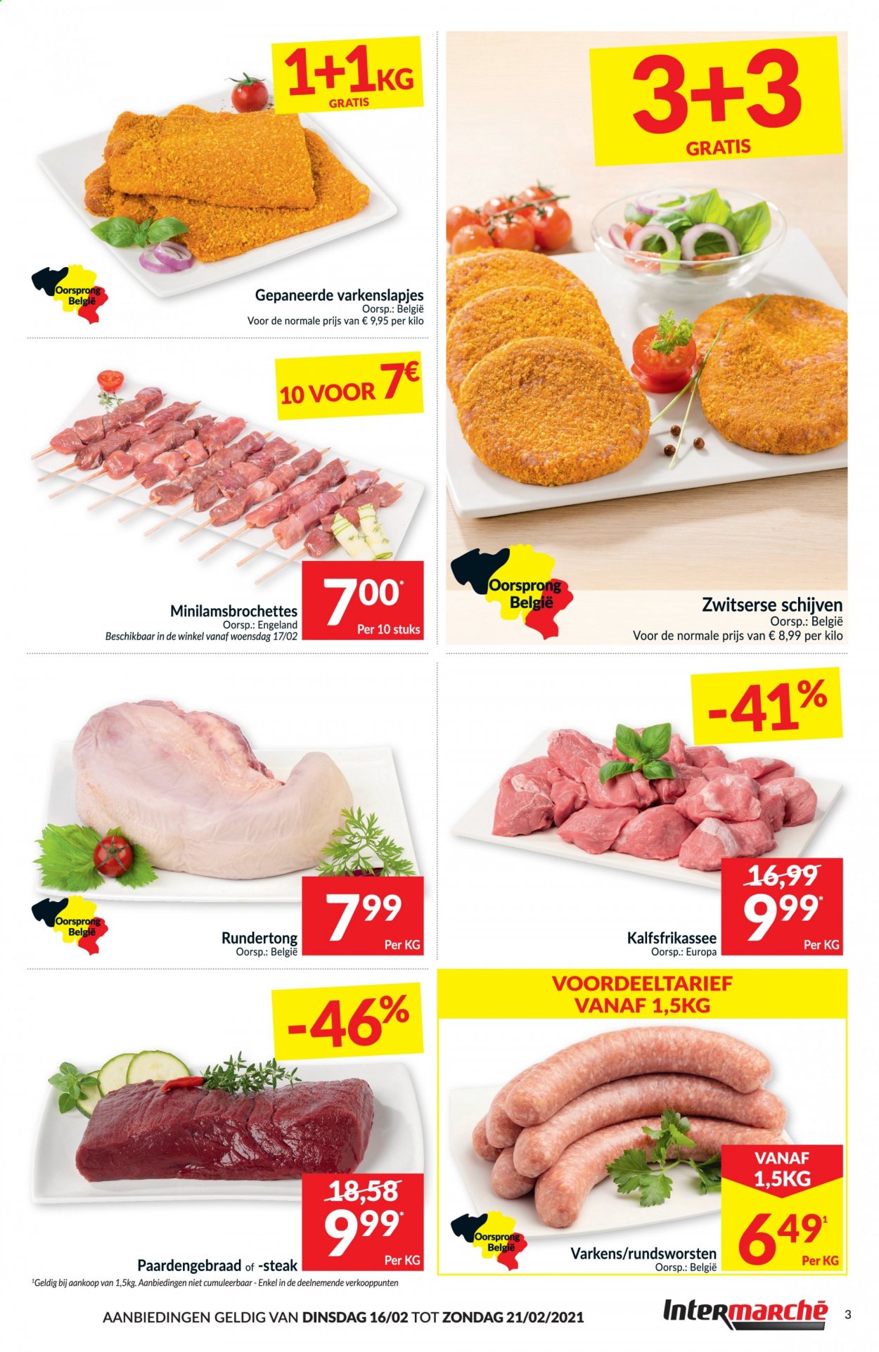 thumbnail - Intermarché-aanbieding - 16/02/2021 - 21/02/2021 -  producten in de aanbieding - varkenslapjes, steak. Pagina 3.