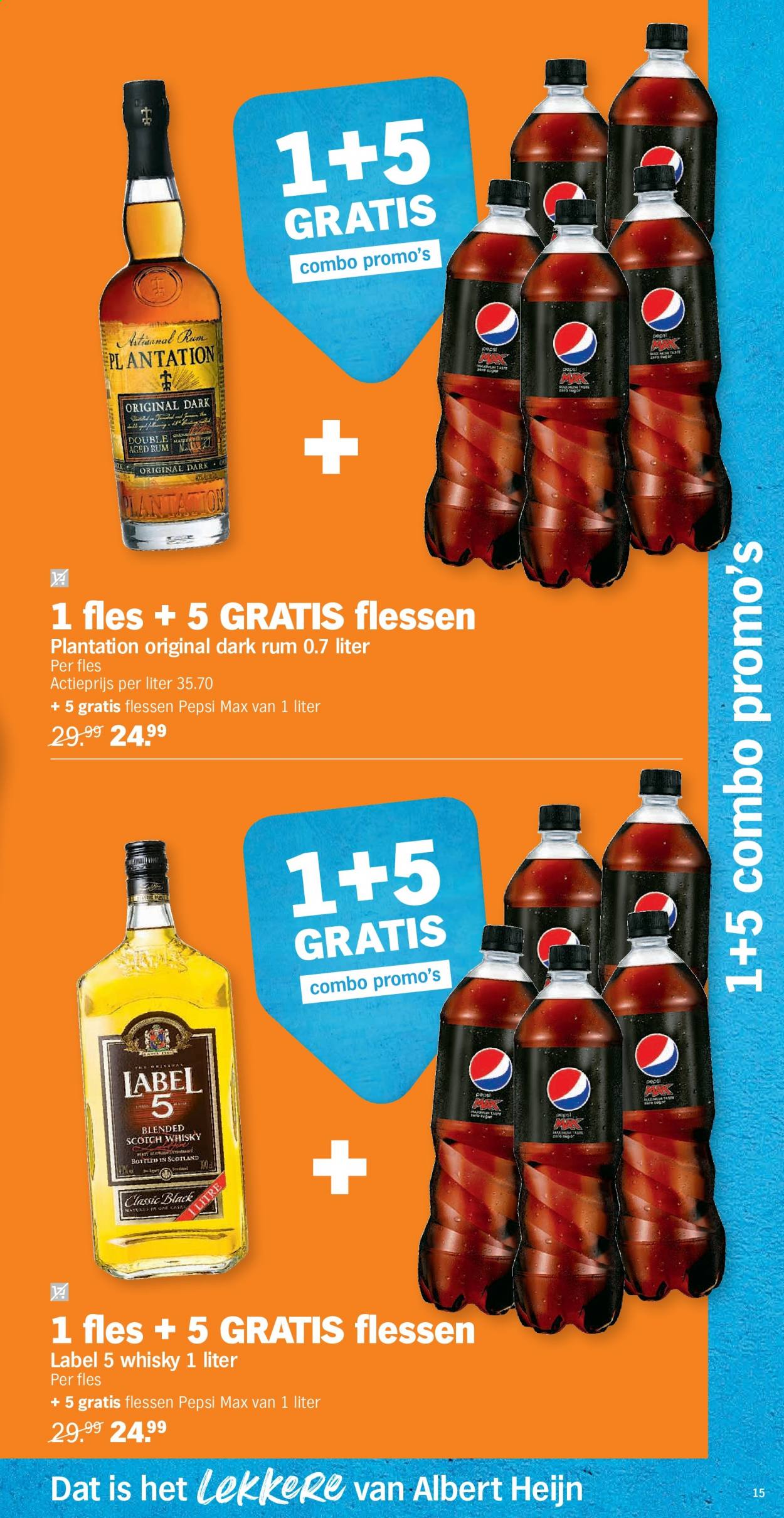 thumbnail - Albert Heijn-aanbieding - 15/02/2021 - 21/02/2021 -  producten in de aanbieding - blended scotch whisky, rum, Pepsi, scotch whisky, whisky. Pagina 15.