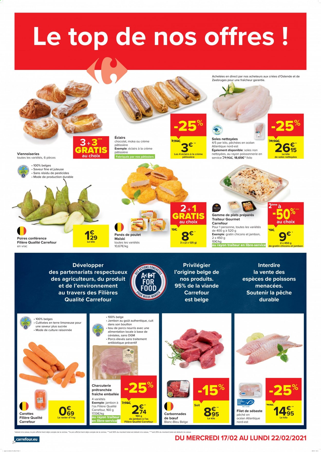 thumbnail - Carrefour market-aanbieding - 17/02/2021 - 22/02/2021 -  producten in de aanbieding - éclairs, crème. Pagina 1.