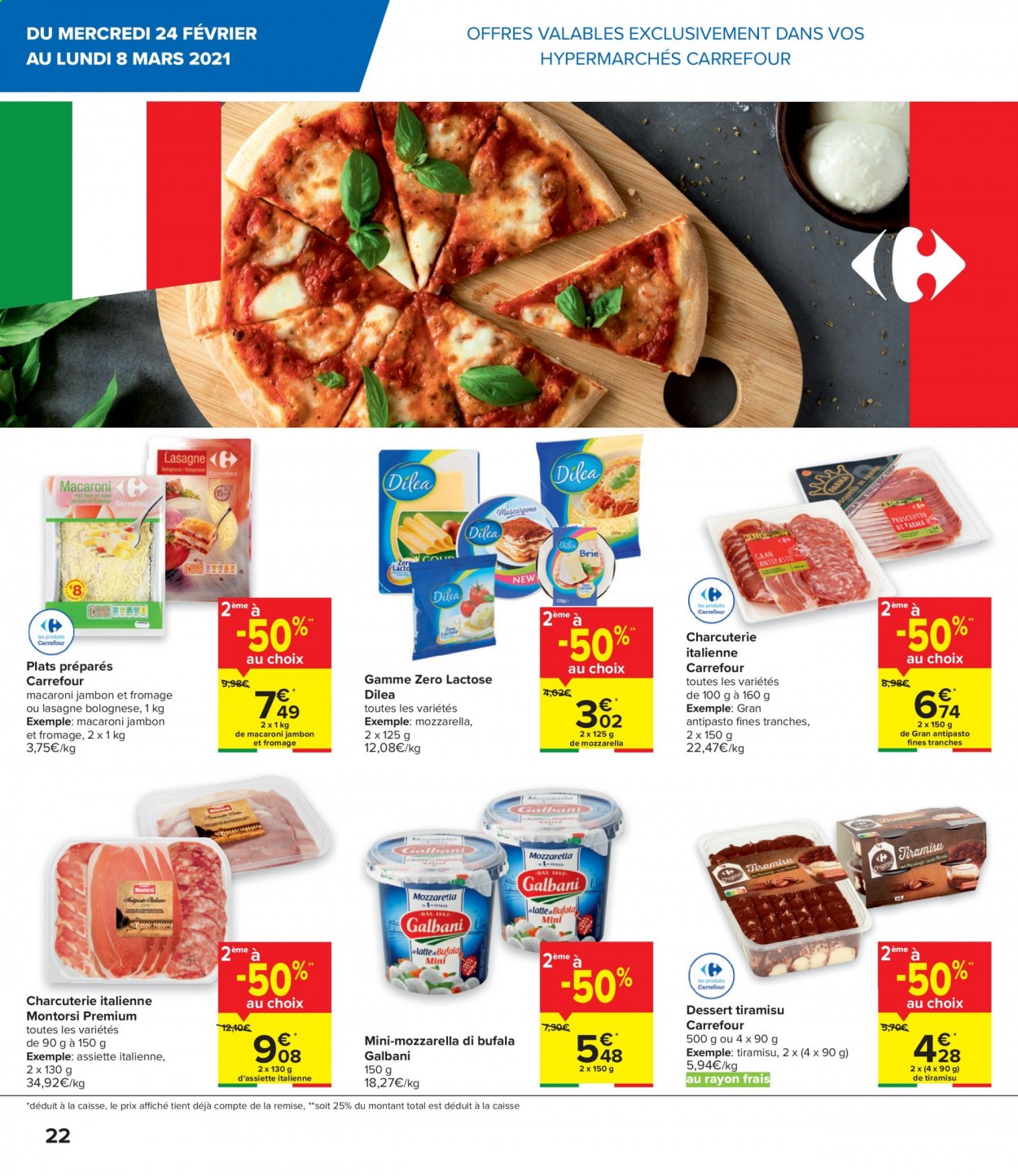 thumbnail - Carrefour hypermarkt-aanbieding - 24/02/2021 - 08/03/2021 -  producten in de aanbieding - lasagne, macaroni, mozzarella. Pagina 2.