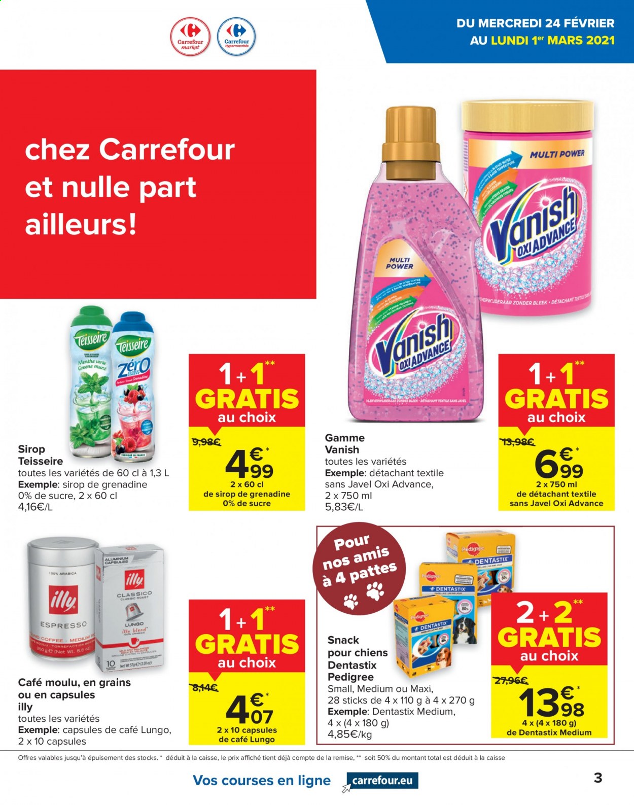 thumbnail - Carrefour-aanbieding - 24/02/2021 - 08/03/2021 -  producten in de aanbieding - Grenadine, Pedigree, Vanish. Pagina 3.