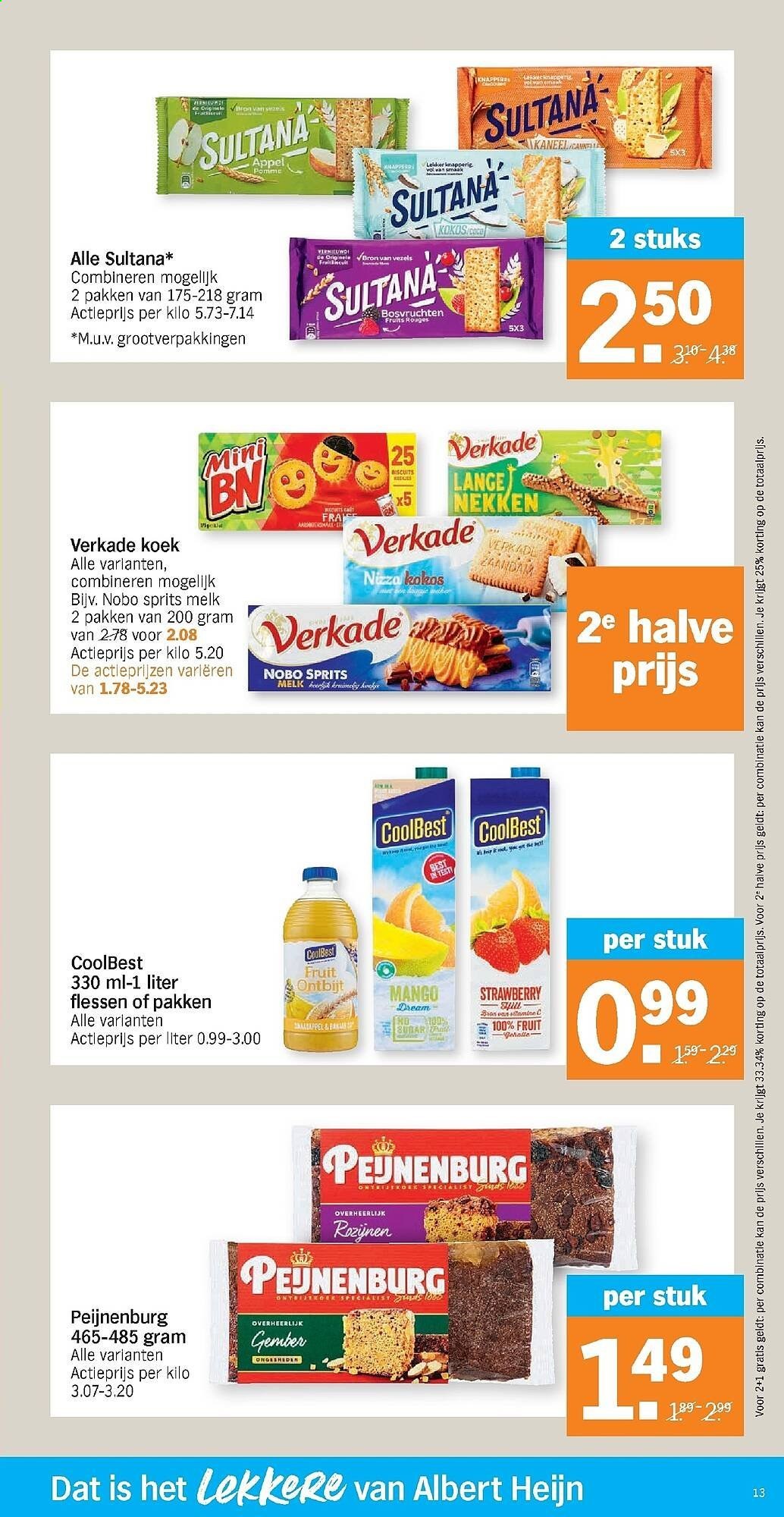 thumbnail - Albert Heijn-aanbieding - 01/03/2021 - 07/03/2021 -  producten in de aanbieding - appels, melk, Peijnenburg, gember, mango. Pagina 13.
