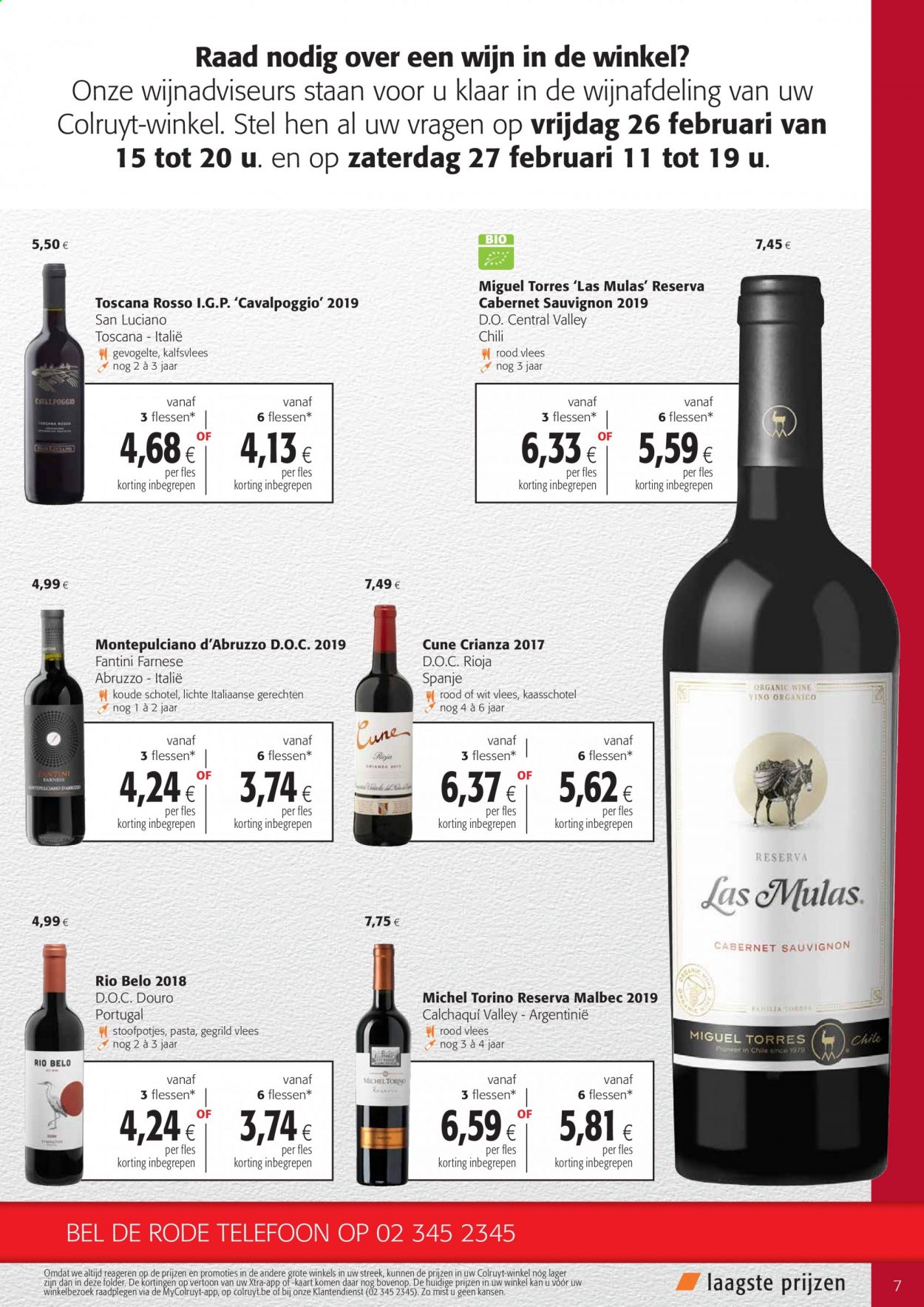 thumbnail - Colruyt-aanbieding - 24/02/2021 - 09/03/2021 -  producten in de aanbieding - Cabernet Sauvignon, Montepulciano, pasta, Rioja, wijn. Pagina 7.