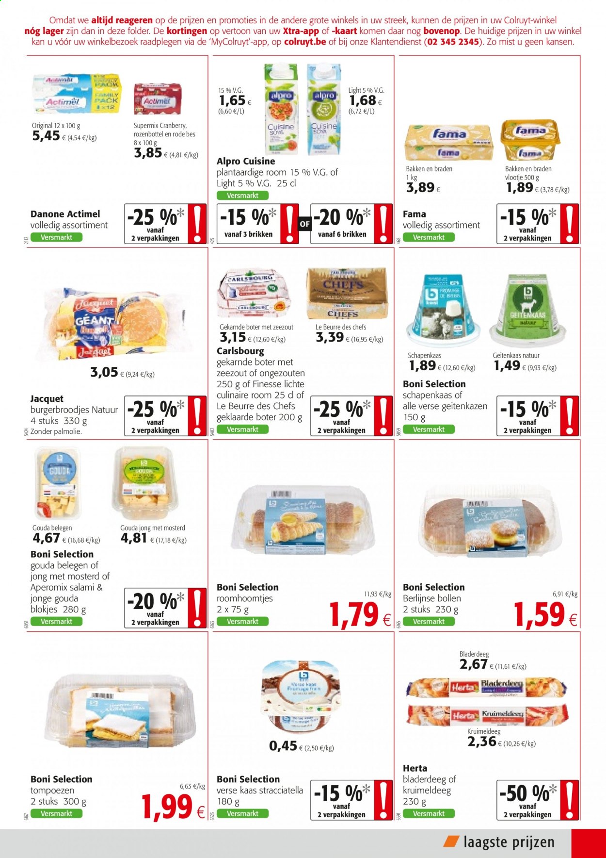 thumbnail - Colruyt-aanbieding - 24/02/2021 - 09/03/2021 -  producten in de aanbieding - bladerdeeg, kaas, mosterd, room, salami, cranberry’s, gouda. Pagina 13.