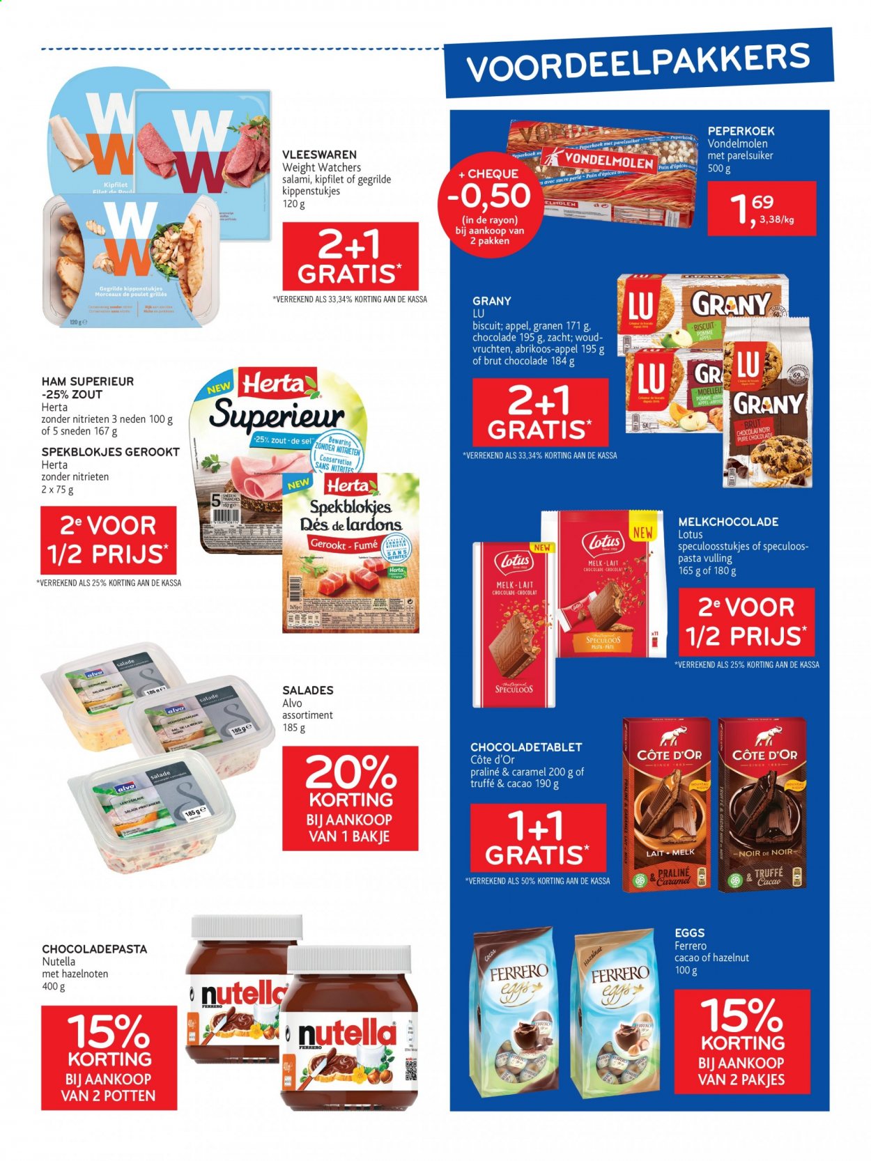 thumbnail - Alvo-aanbieding - 24/02/2021 - 09/03/2021 -  producten in de aanbieding - appels, ham, hazelnoten, chocolade, kipfilet, melkchocolade, salami, Nutella, Ferrero Rocher. Pagina 9.
