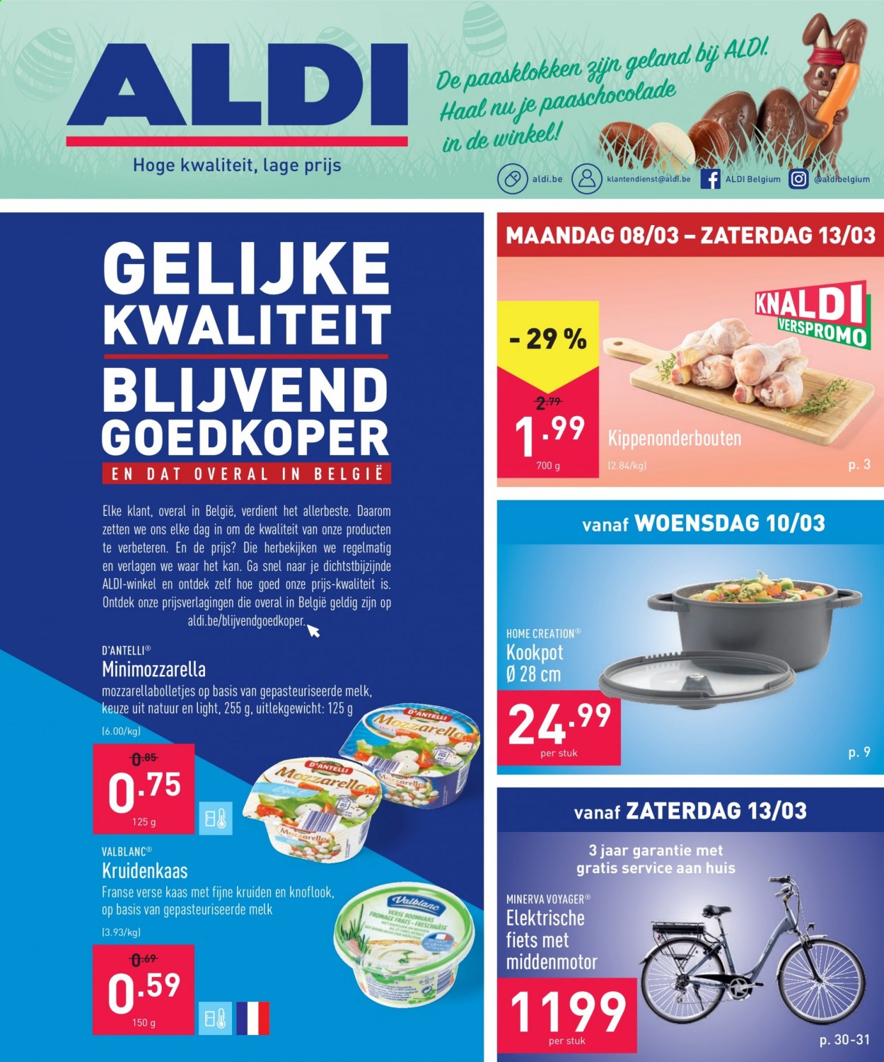 thumbnail - ALDI-aanbieding - 08/03/2021 - 13/03/2021 -  producten in de aanbieding - elektrische fiets, kaas, knoflook, kruidenkaas, melk, fiets. Pagina 1.