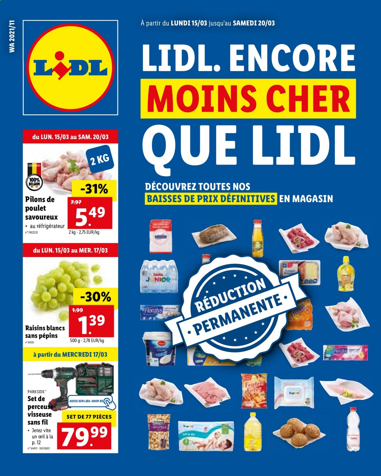 thumbnail - Catalogue Lidl - 15/03/2021 - 20/03/2021 - Produits soldés - poulet, raisins, perceuse, visseuse. Page 1.