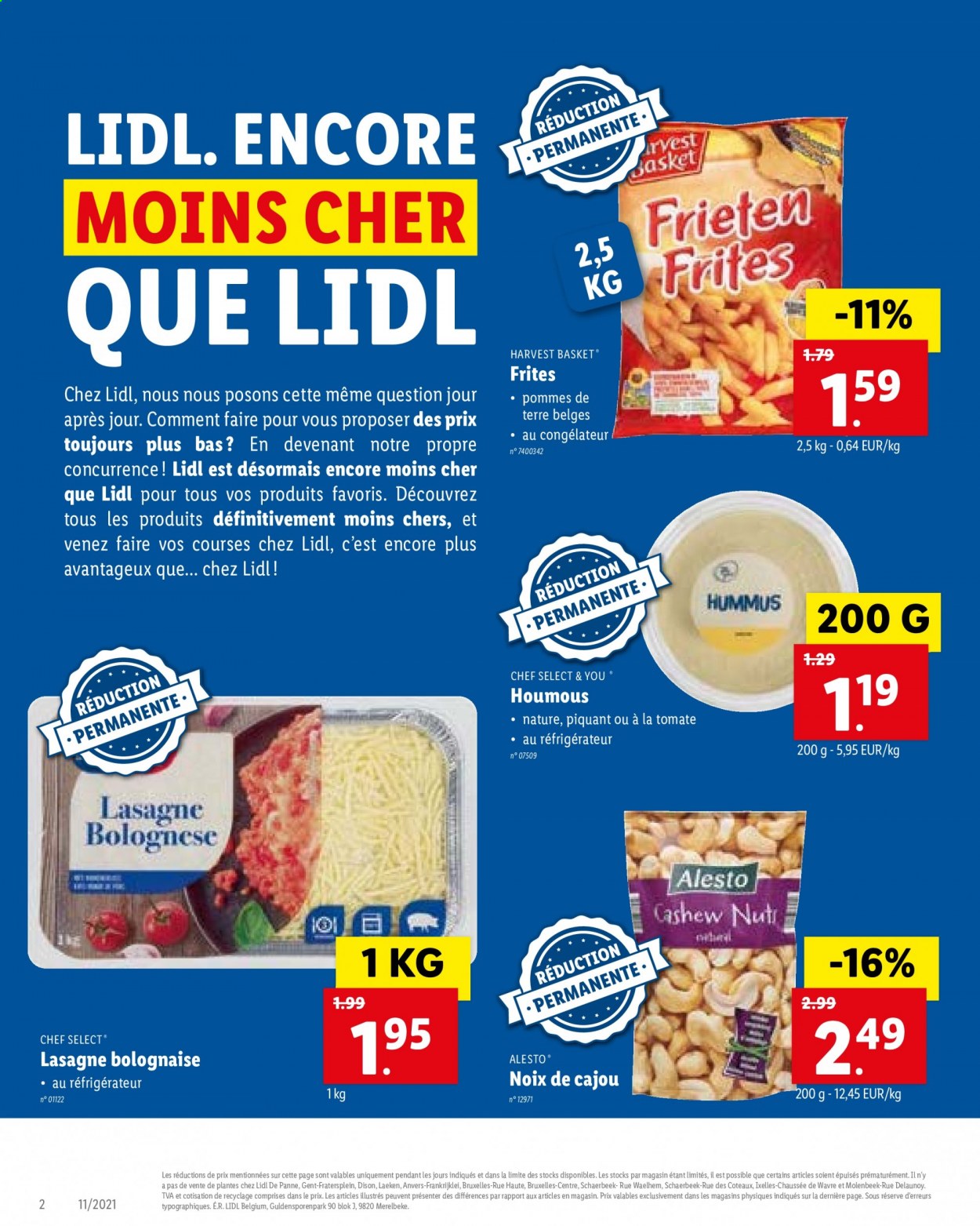 thumbnail - Catalogue Lidl - 15/03/2021 - 20/03/2021 - Produits soldés - pommes de terre, basket, lasagne à la bolognaise, lasagnes, houmous, frites, noix de cajou. Page 2.
