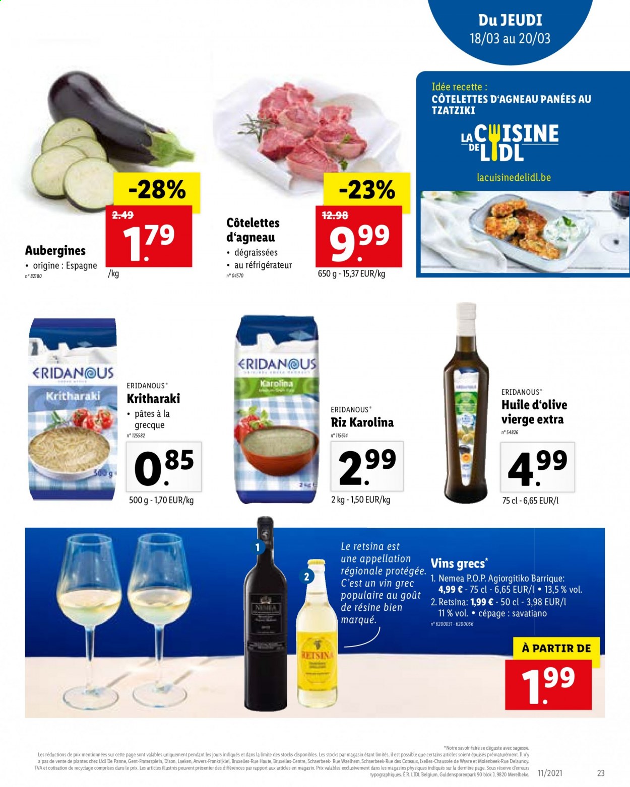 thumbnail - Catalogue Lidl - 15/03/2021 - 20/03/2021 - Produits soldés - tzatziki, riz, huile, huile d'olive. Page 23.