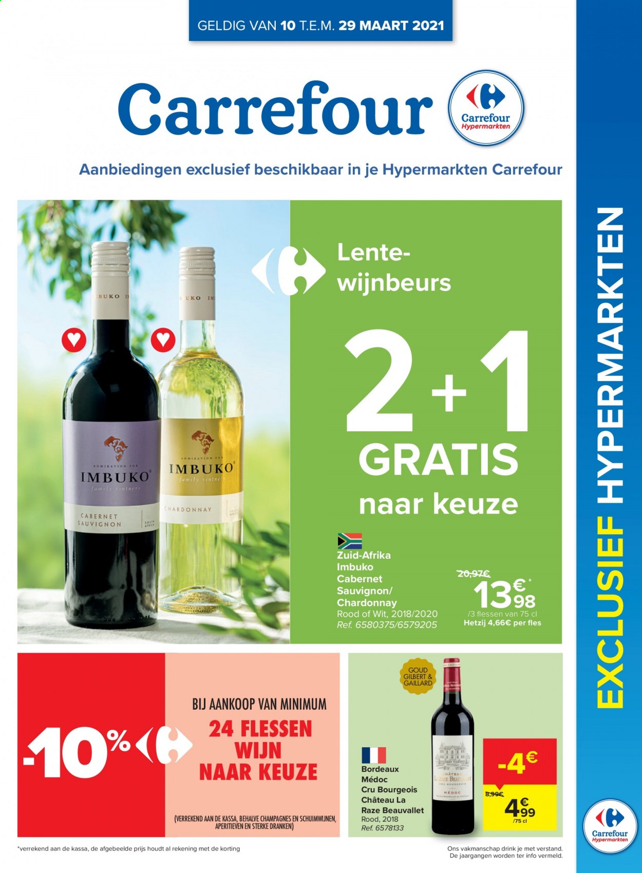 thumbnail - Carrefour hypermarkt-aanbieding - 10/03/2021 - 29/03/2021 -  producten in de aanbieding - Cabernet Sauvignon, Chardonnay, wijn. Pagina 1.