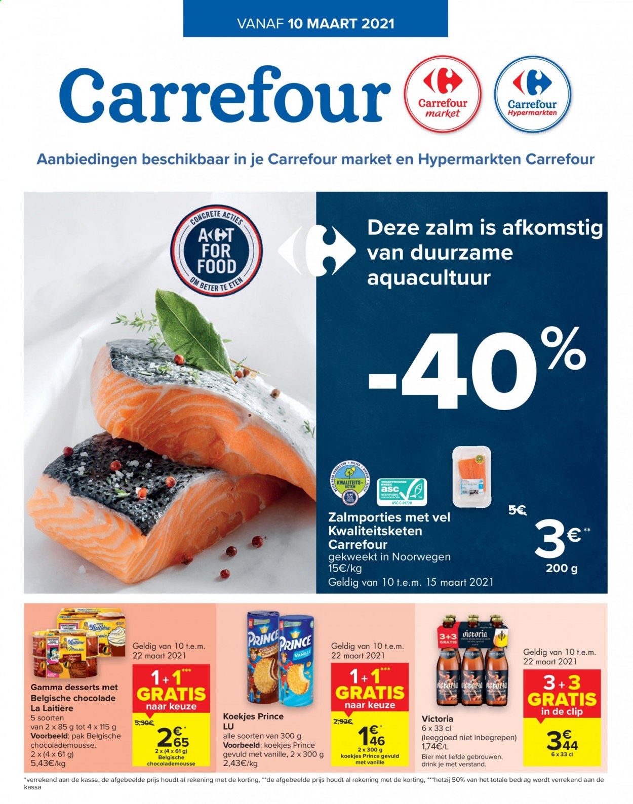 thumbnail - Carrefour-aanbieding - 10/03/2021 - 22/03/2021 -  producten in de aanbieding - chocolade, koekjes, zalm, Gamma. Pagina 1.