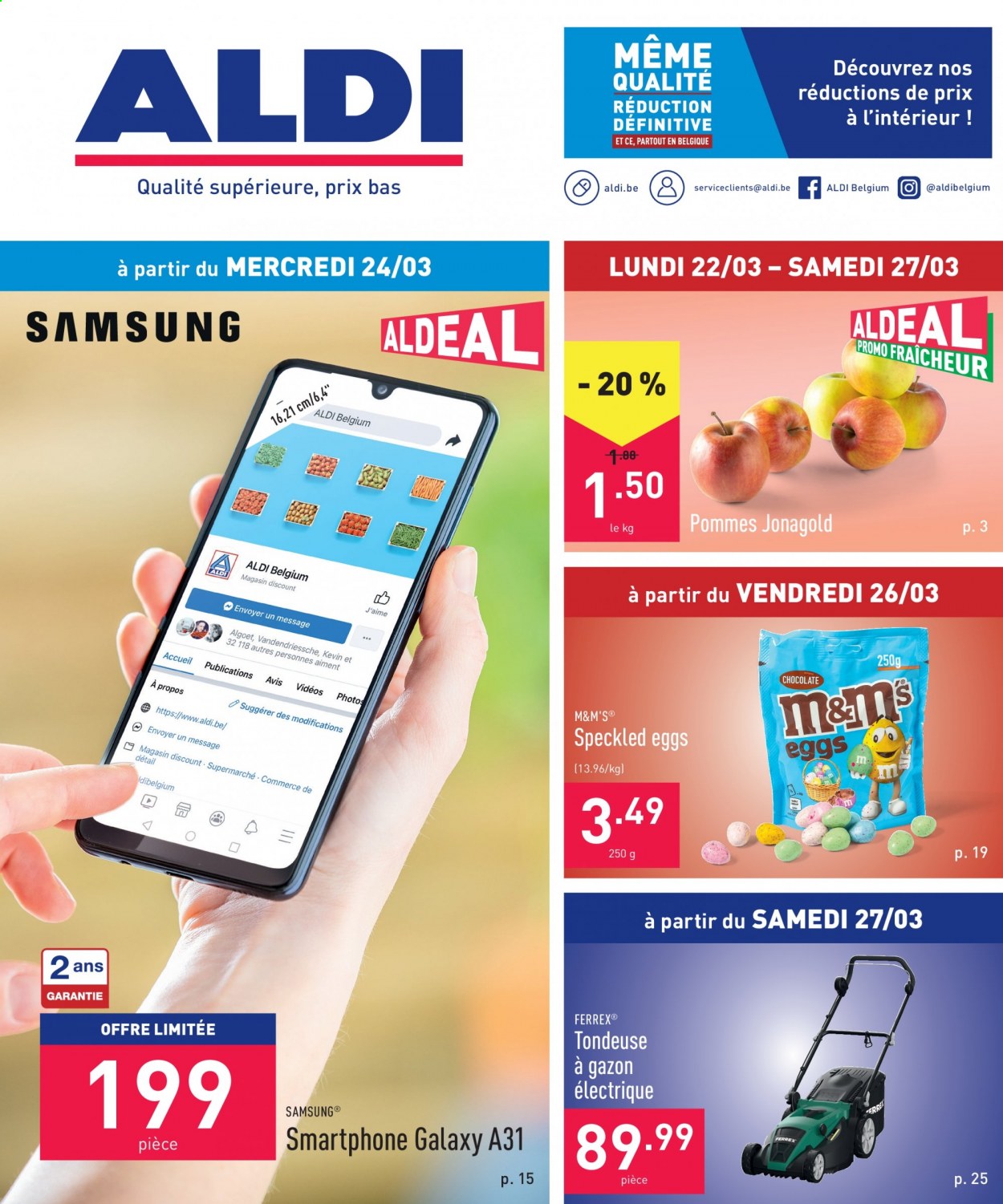 thumbnail - ALDI-aanbieding - 22/03/2021 - 27/03/2021 -  producten in de aanbieding - M&M's, Samsung. Pagina 1.