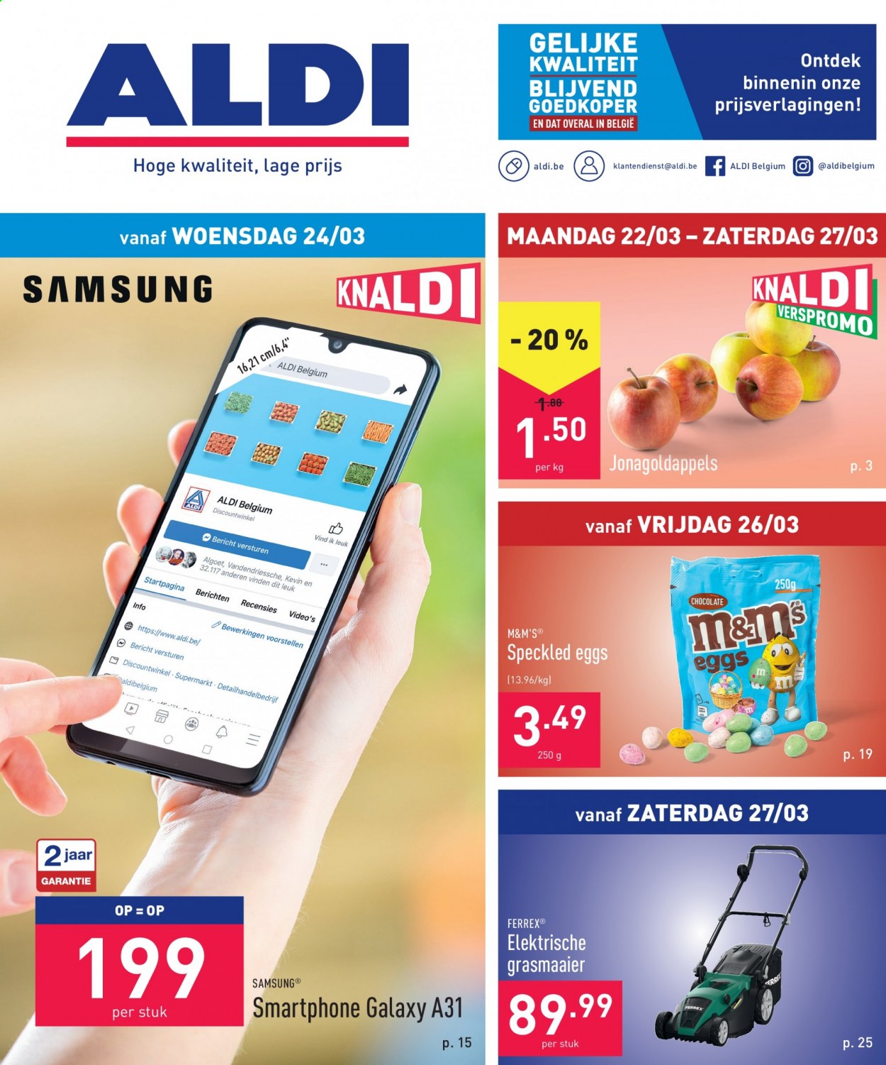 thumbnail - ALDI-aanbieding - 22/03/2021 - 27/03/2021 -  producten in de aanbieding - M&M's, Samsung. Pagina 1.